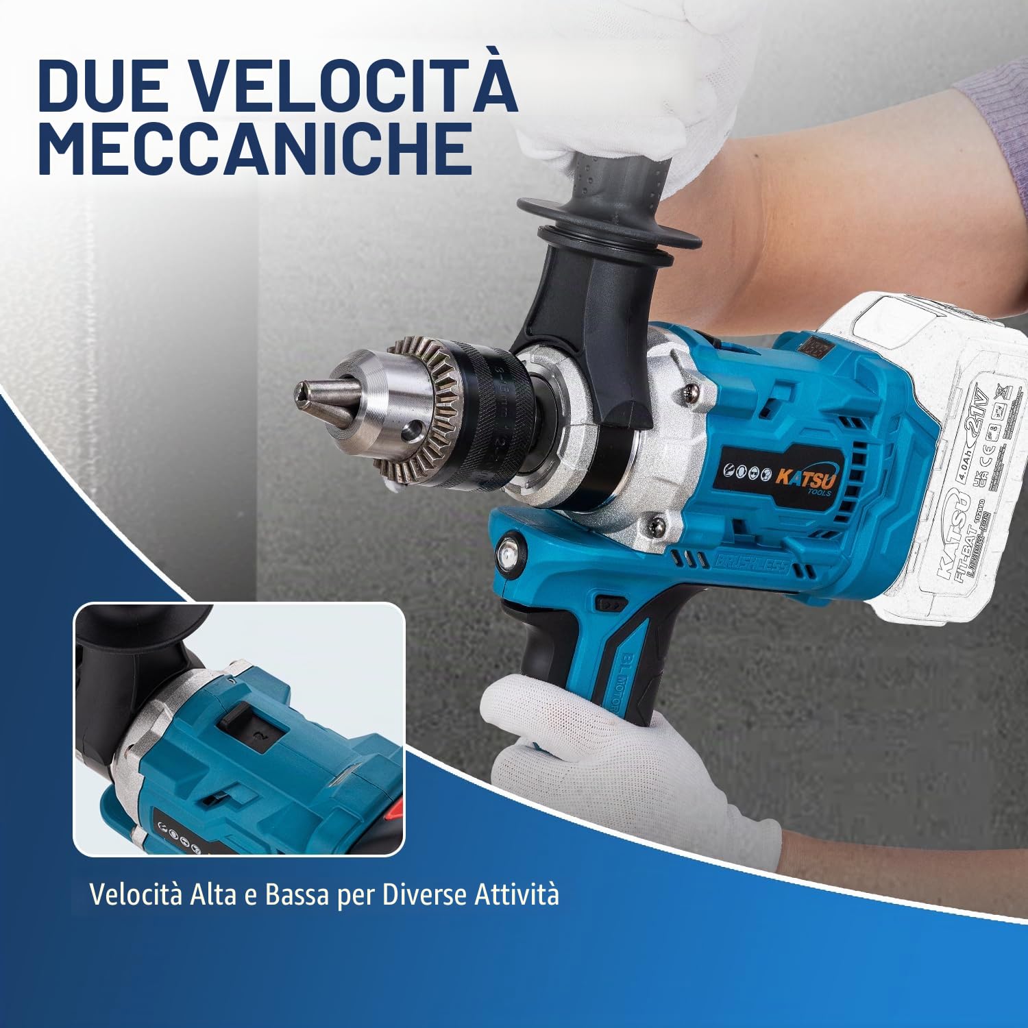 Katsu FIT-BAT - Trapano per miscelazione di malta cementizia senza spazzole senza fili, 21 V, mandrino da 16 mm, velocità continua, cambio a 2 marce, miscelatore portatile per intonaco, trapano a foro
