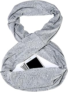 シークインスカーフ - ソフトスパンコール軽量マフラー ジッパーポケット付き,軽量なインフィニティスカーフ,家庭用日常カジュアルパーティーアウトドアキャンプハイキングクリスマスハロウィン