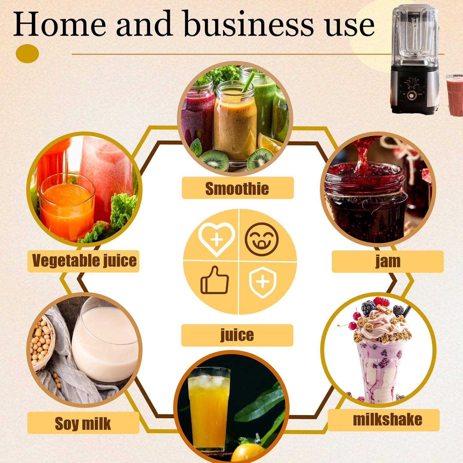 Quiet Heavy Duty Blender with Soundproof Cover, 2200W Commercial Motor, 2L Pitcher, Ice Crushing Smoothie Maker, Variable Speed and Self Cleaning for Cafe, Home