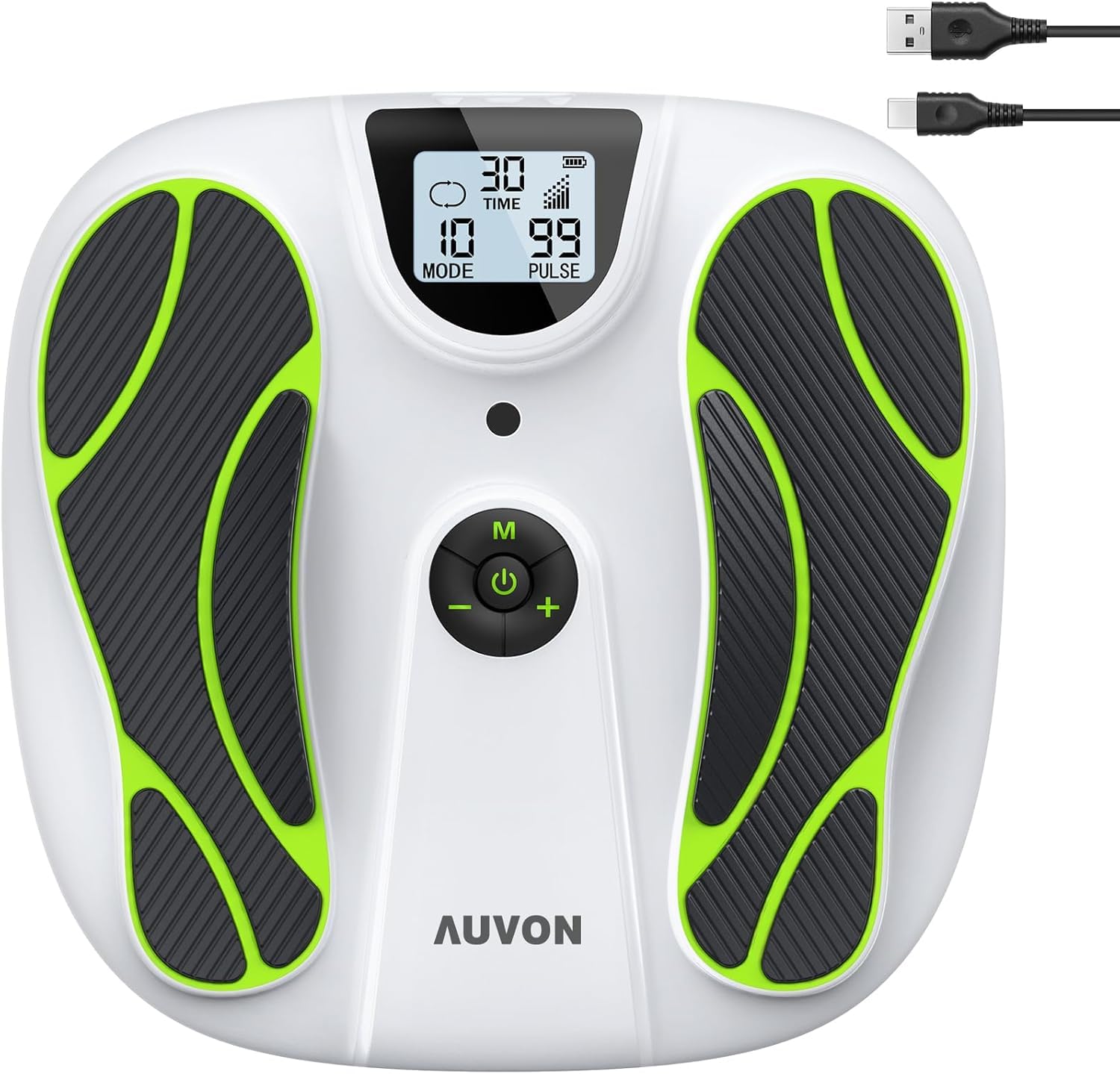 AUVON Appareil TENS de massage des pieds pour douleur et circulation, 10 modes & 50 intensités, EMS sans médicament pour jambes & pieds, idéal seniors & travailleurs debout