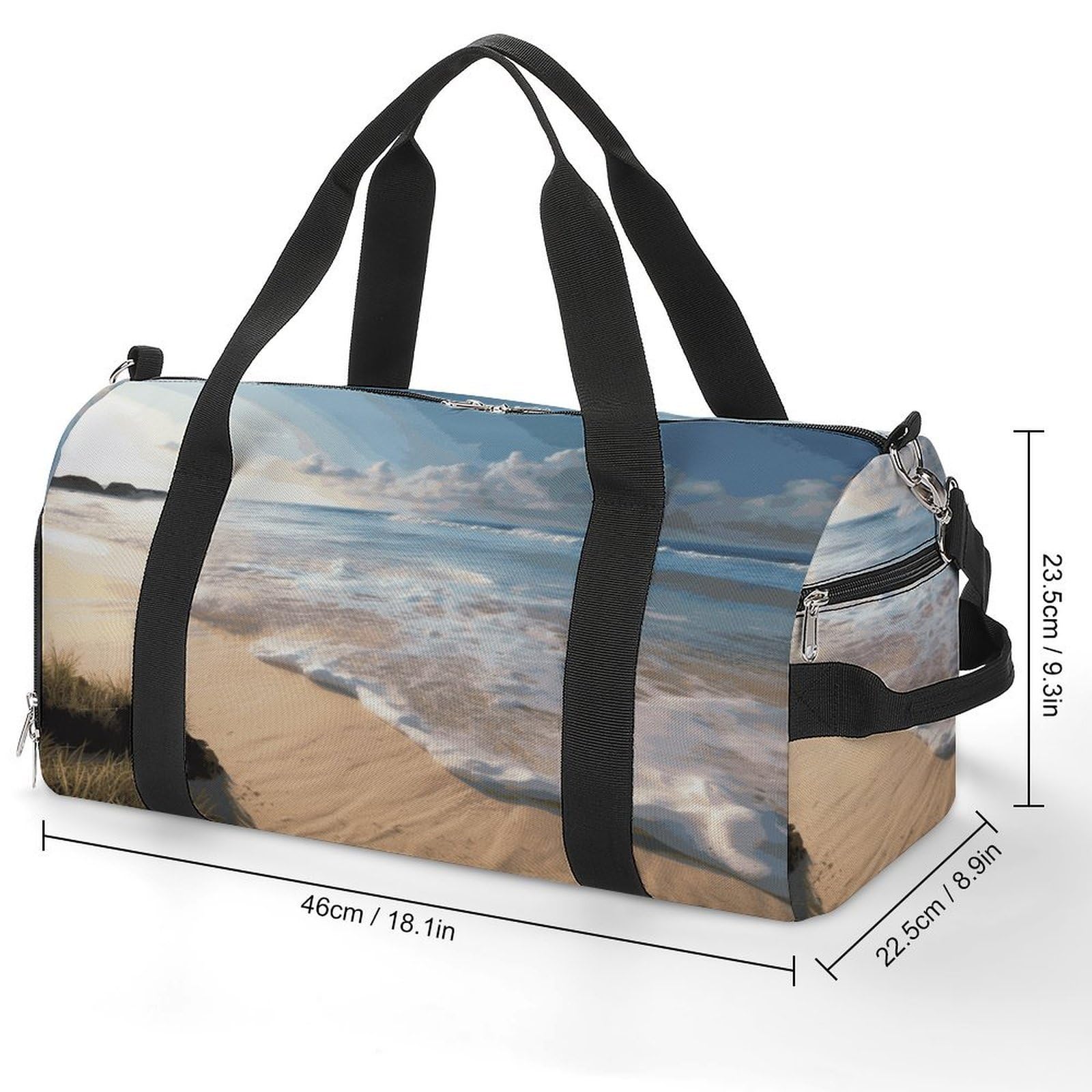 Serene Coastal - Bolsa de gimnasio ligera, bolsa de viaje con compartimento para zapatos, bolsa de gimnasio para mujer, para pasar la noche, fin de semana, yoga, gimnasio, viajes de negocios, deportes