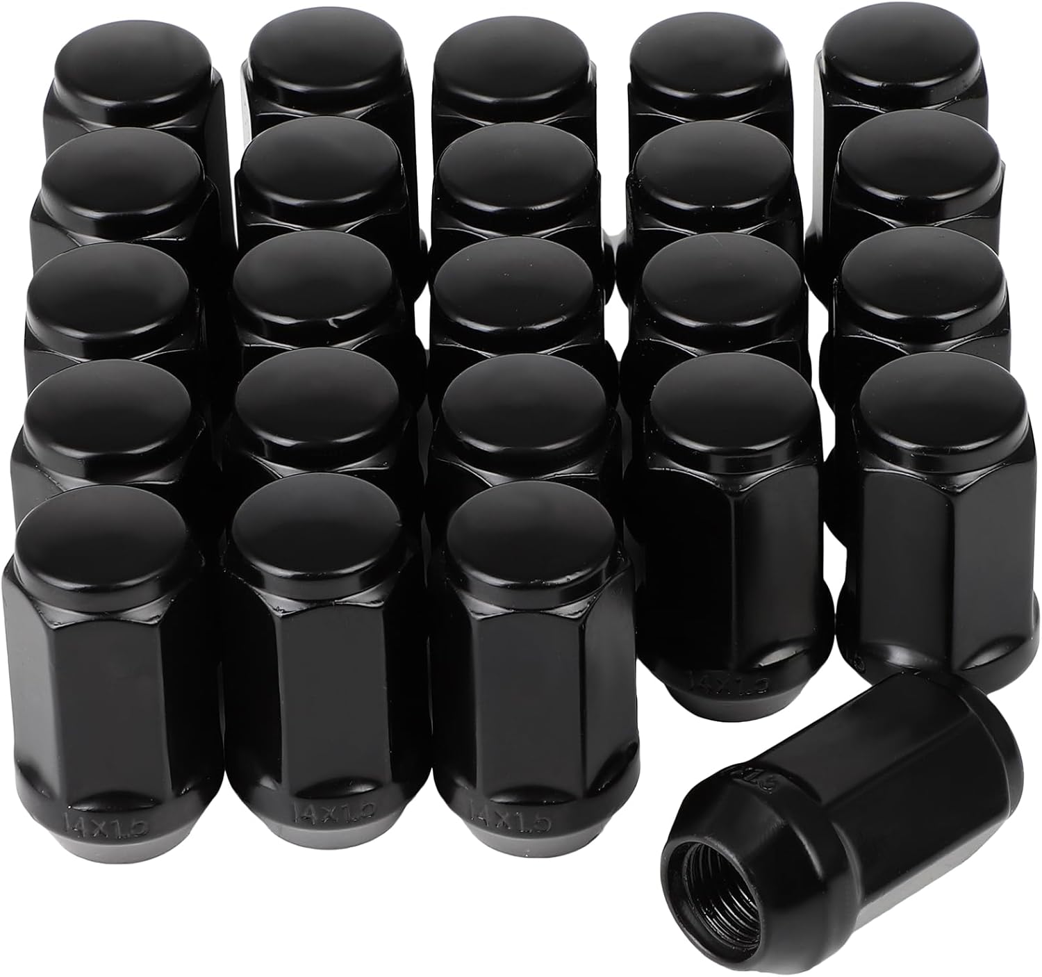 ECCPP 24PCS Lug Nuts M14x1.5 Black Closesd End Lug Nuts Set 1.8" Length 7/8" Hex Bulge Acorn Aftermarket Wheel Tire Nuts Fit for Chevrolet for Avalanche for Blazer for Silverado 1500 for Express 1500