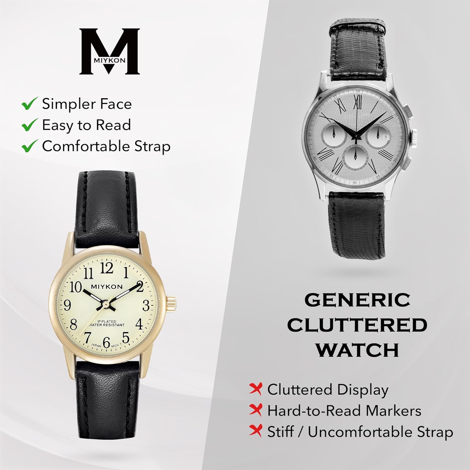 Miykon Ladies Watches for Women - Dainty Analog Womens Watches for Small Wrists with Genuine Leather Strap, Easy Reader Nurse Watch with Second Hand - Japan Quartz, Waterproof to 100ft - Image 6