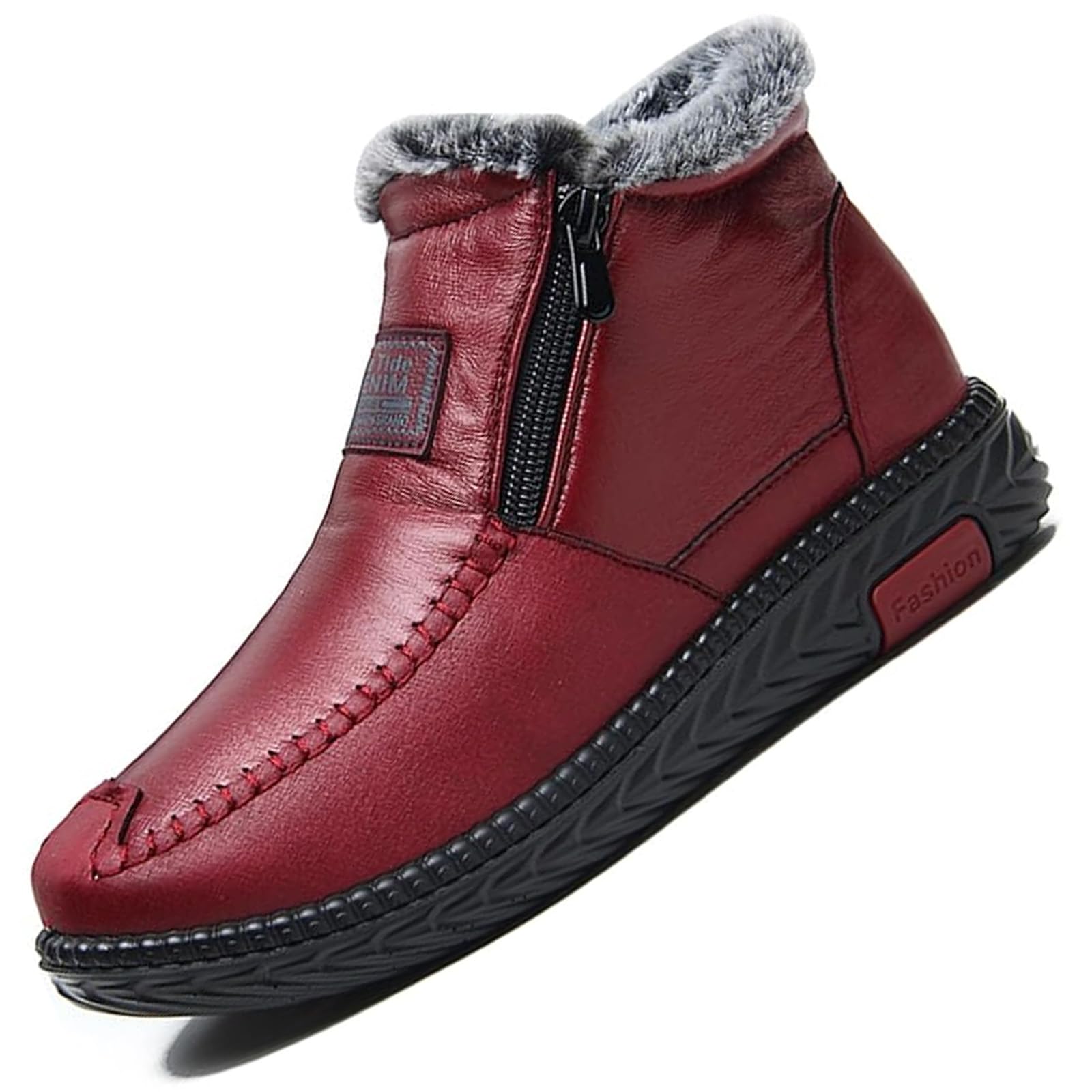 Womens Warm Waterproof Non Slip Winter Boots Warm Thickened Waterproof Non Slip Snow Boots with Front Zipper