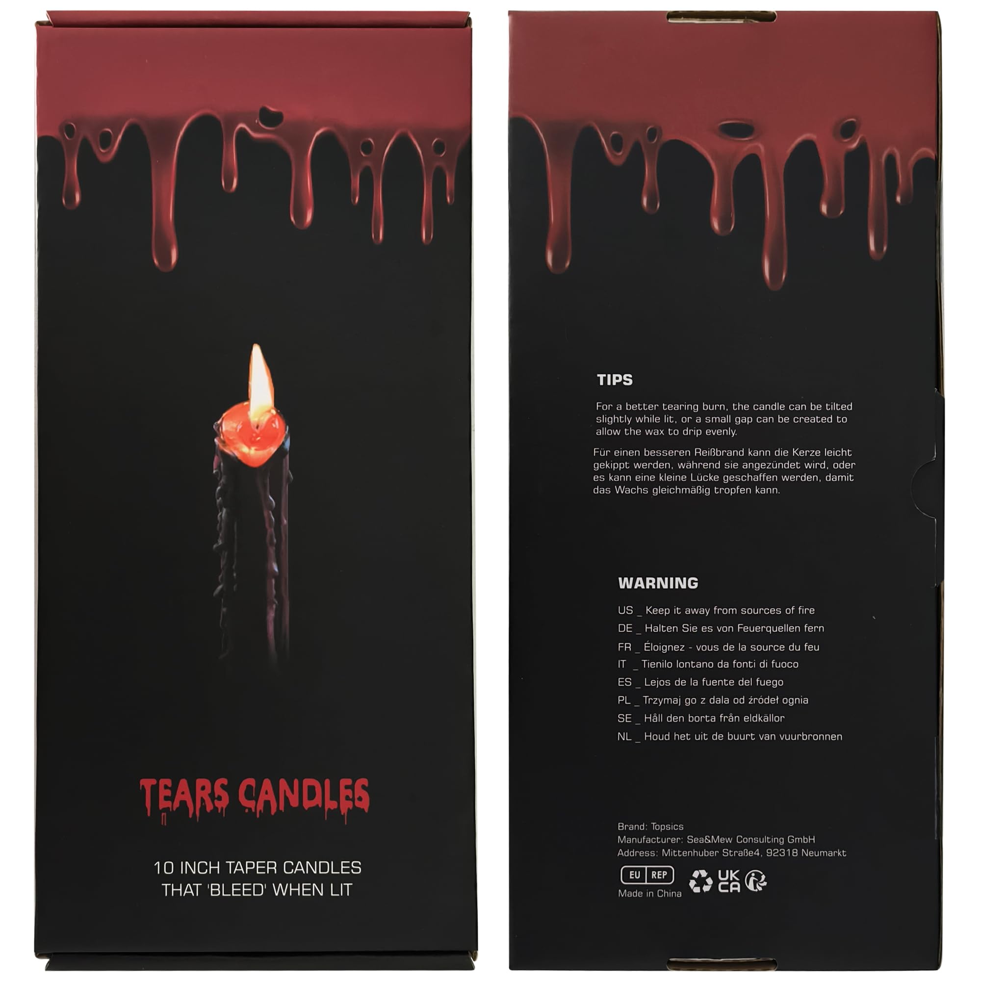Topsics Lot de 12 bougies coniques noires de 25,4 cm non parfumées à faible chaleur pour Halloween, parfaites pour le dîner, les fêtes et la décoration d'intérieur