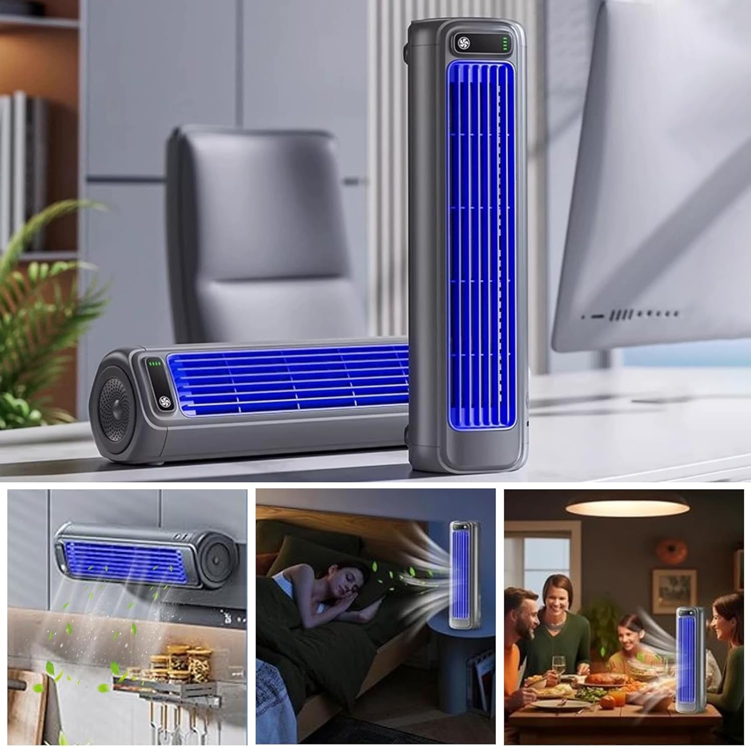 Coolizi Cooling Ace, Coolzy portable air conditioner,blattloser Ventilator mit 3 Geschwindigkeitsstufen und „Natural Breeze“-Modi, leiser Tischventilator für Homeoffice und Schlafzimmer