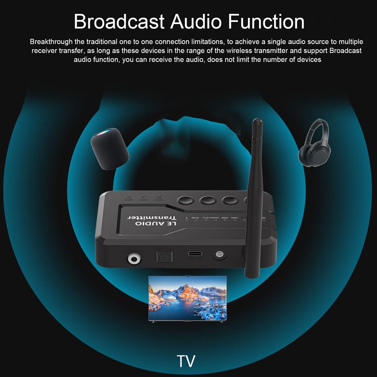 Gugxiom Émetteur Bluetooth 5.3 à Longue Portée pour Les écouteurs/Haut-parleurs TV/PC/Projecteur vers Wireless, Adaptateur Bluetooth pour la Télévision avec Une Fiche D'affichage