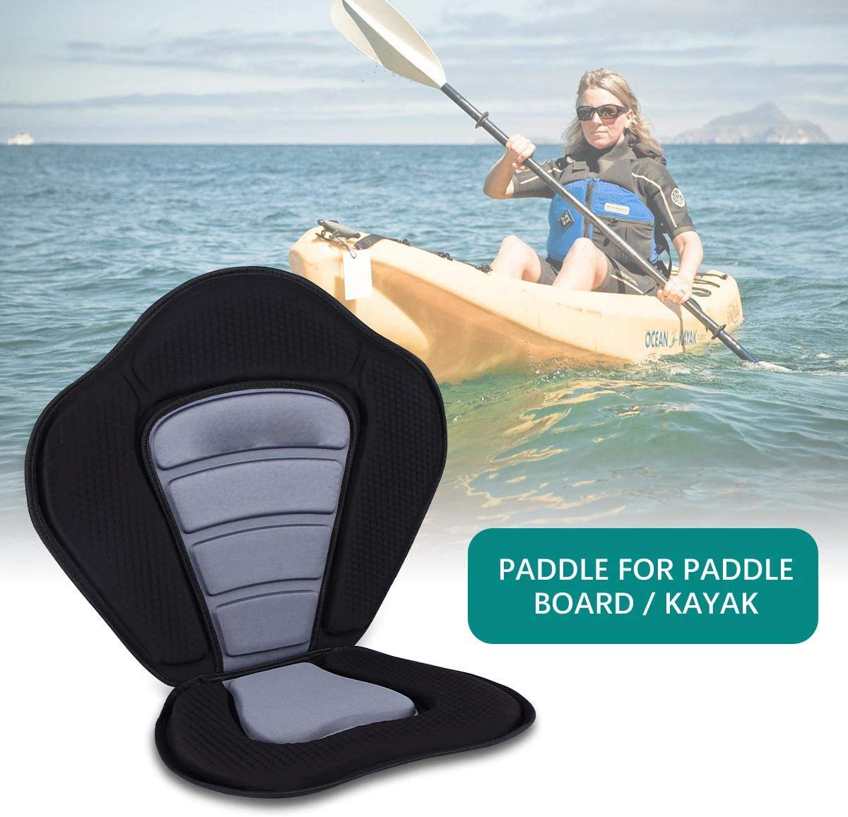 Asiento de Kayak cojín de Kayak Suave con respaldos de Base Antideslizante Ajustable en Kayak con Respaldo Seguro Asiento Generales de Barcos con Bolsa de Transporte Asiento Kayaks sit Piraguas