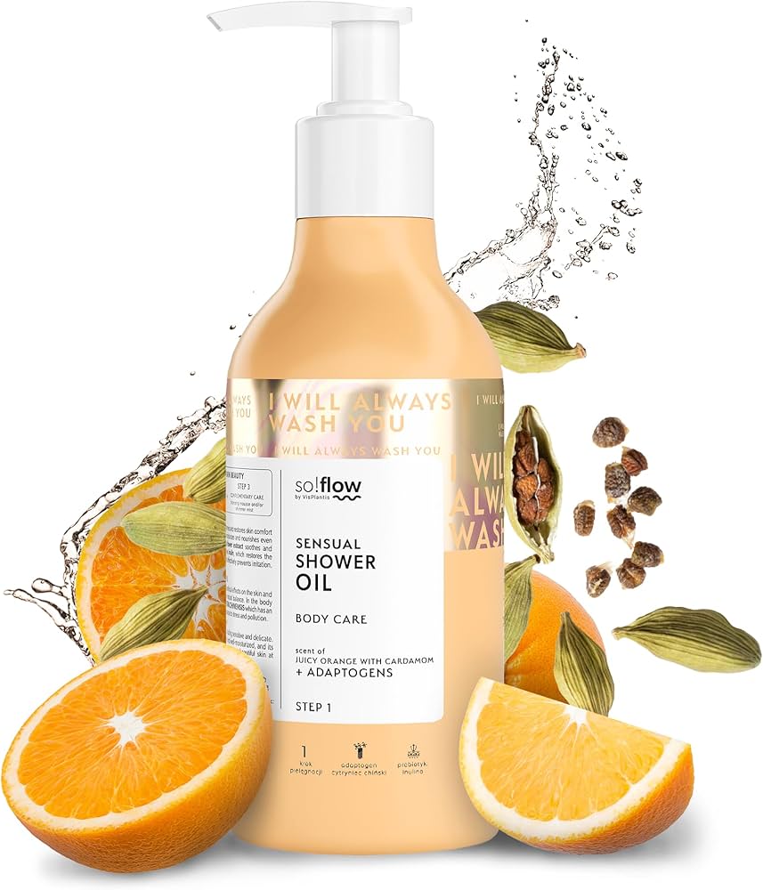 So!Flow Sensual Shower Oil with Juicy Orange & Cardamom, Enhanced