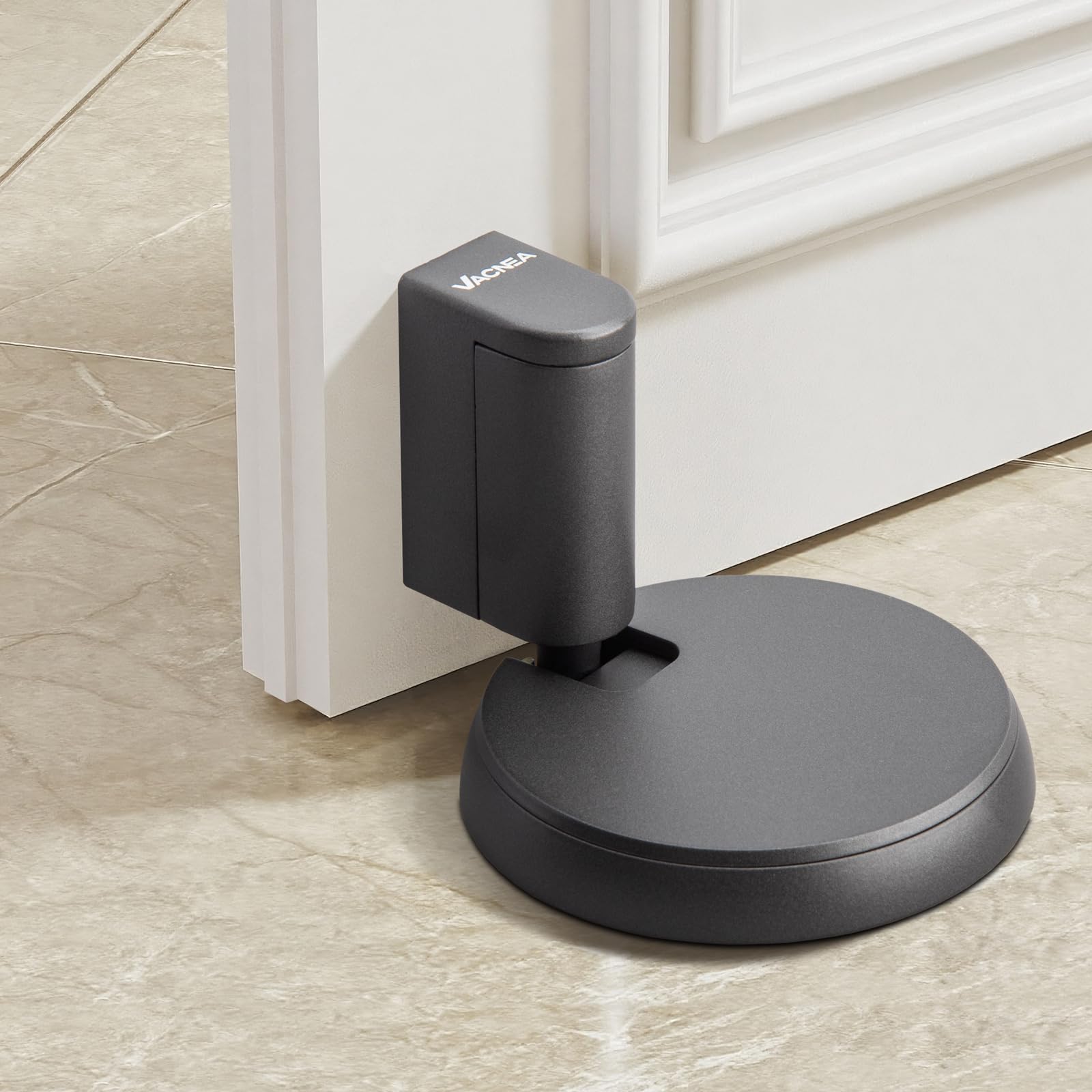 Fermaporta antivento resistente, meccanico regolabile in altezza per mantenere la porta aperta, senza foratura, fermaporta con viti e cuscinetti adesivi, confezione da 2, grigio