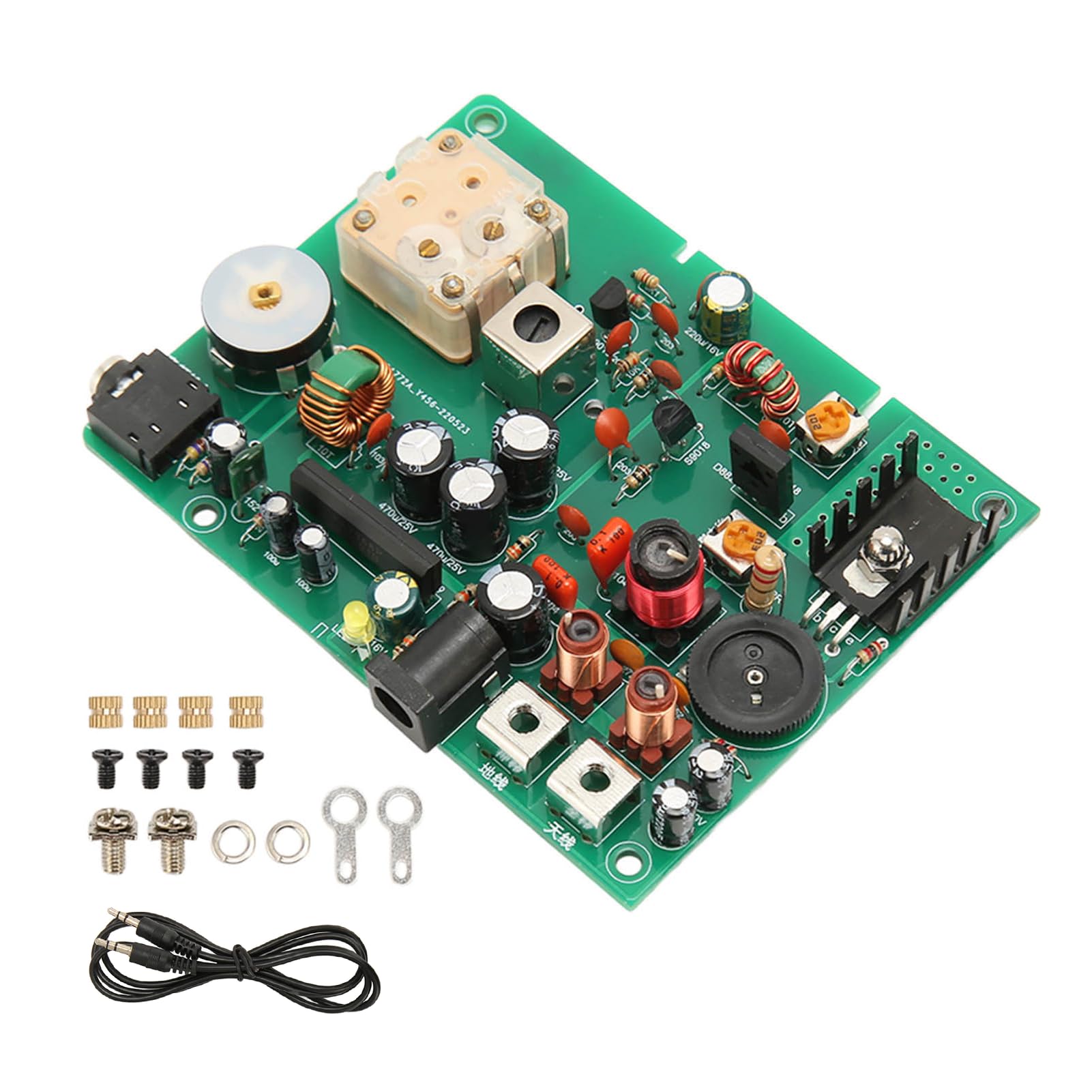 Kit Trasmettitore AM, Trasmettitore Radio a Onde Medie Regolabile 530‑1600 KHZ Fai da Te per Esperimenti Scolastici, 20‑500 MW, da 2‑5 M, Ingressoda 3,5 Mm, Materiale PCB
