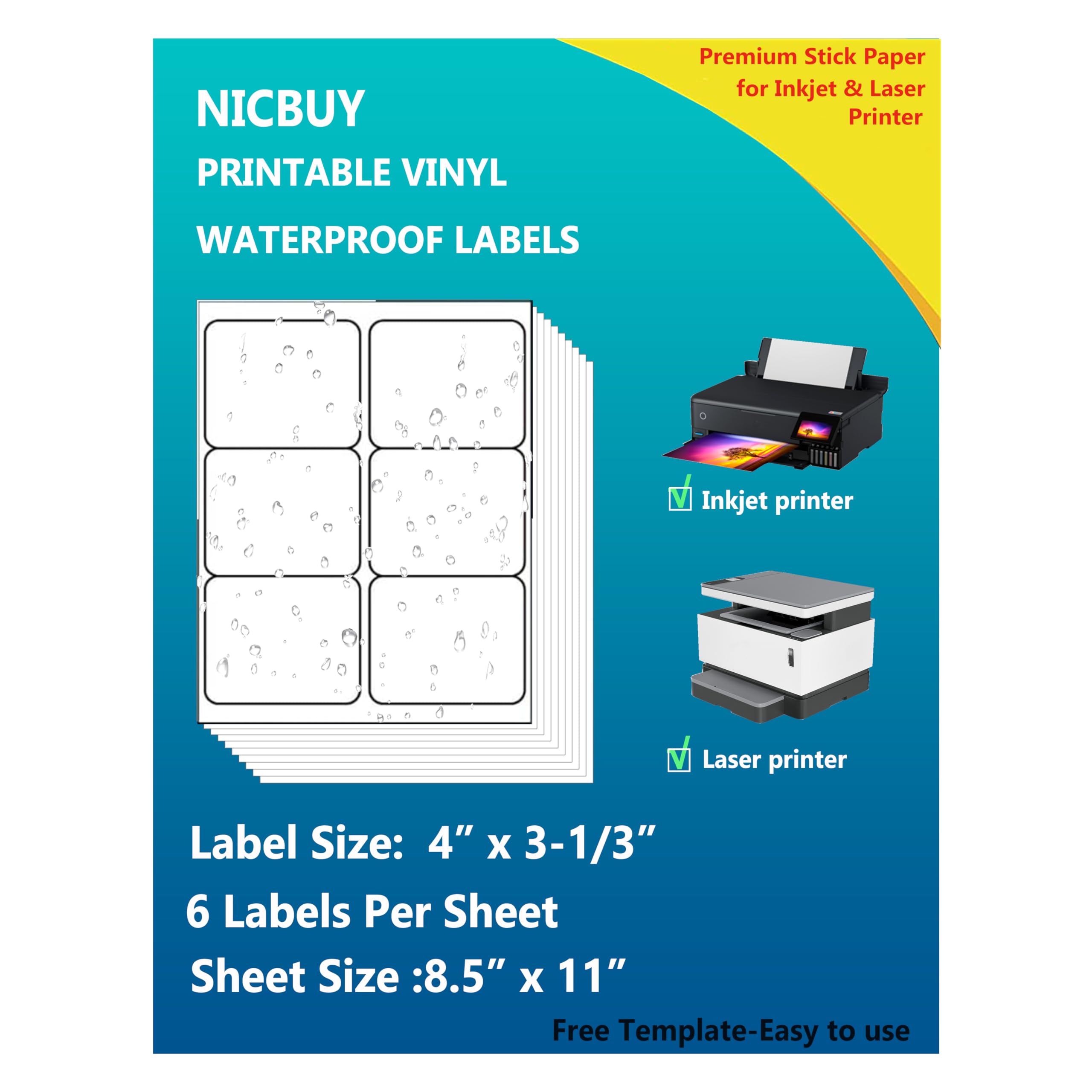 Printable Bottle Labels 4x3-1/3 inch Glossy White Waterproof Vinyl ...