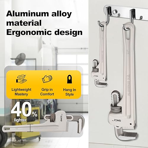 Miniatura 7 de Juego de llaves de tubo, llave de tubo profesional de aluminio de 14 y 8 pulgadas, llave de plomero resistente para fontaneros, tubería, hogar,