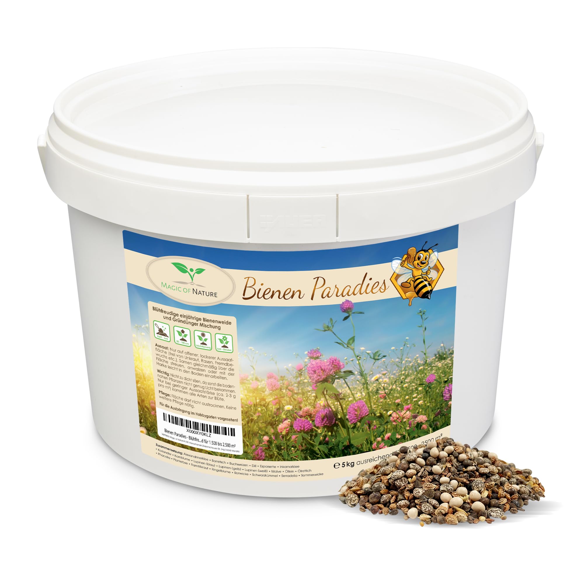 agic of Nature 5kg Mieszanka Nasion Kwiatów - Raj dla Pszczół - Łąka Kwietna Miododajna - Ponad 20 Odmian na Powierzchnię 1500-2500 m²