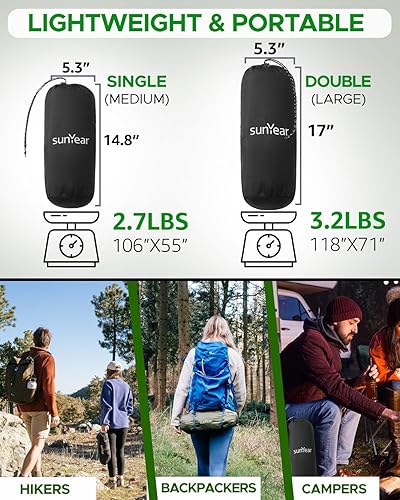 Miniatura 6 de Sunyear Hamaca de camping con red, hamaca doble y individual con red similar a la casa, fácil de instalar y empacar, ligera y portátil, perfecta