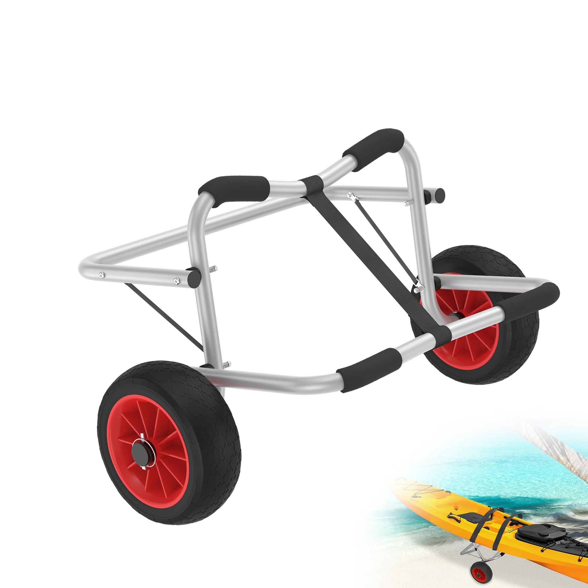XMTECH Kajakwagen Kanuwagen faltbar Bootswagen Kajak Faltboot, Alu Transportwagen für Boote, Kanus und Kajaks, Surfwagen, faltbar, 100 kg Traglast