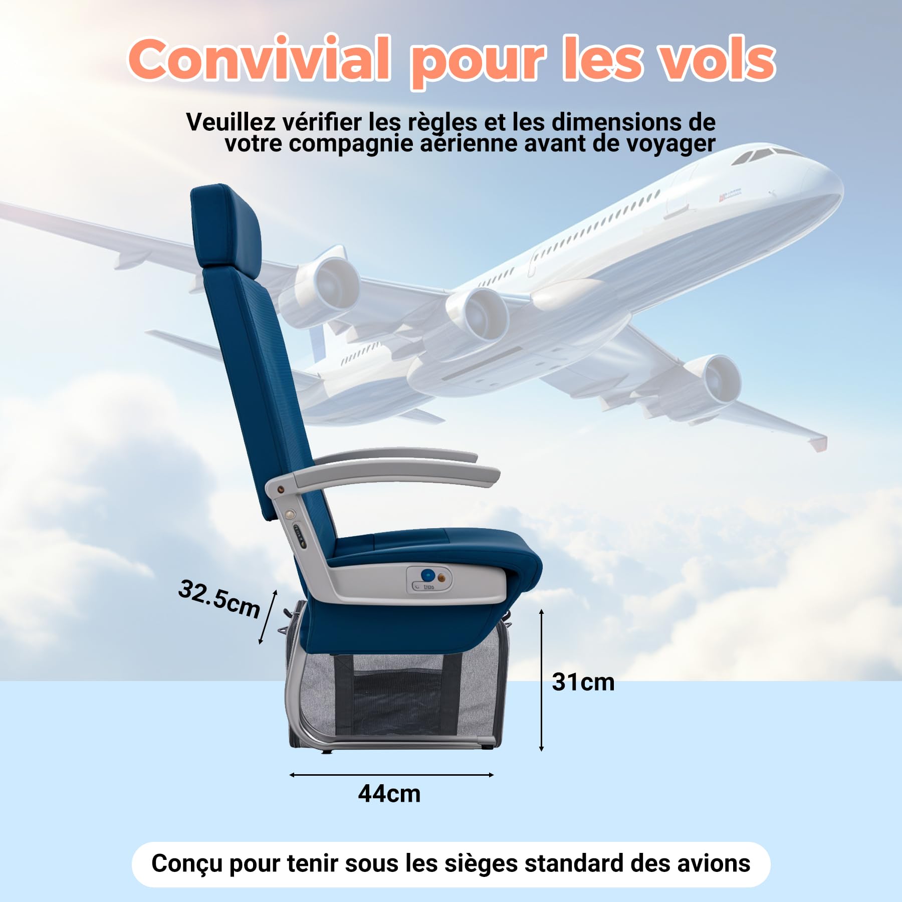 Sac Transport avec roulettes Amovibles pour Les Petits Chiens et Chats, Caisse de Transport Avion Cabine, Chariot pour Chien Charge jusqu'à 9kg (Gris)