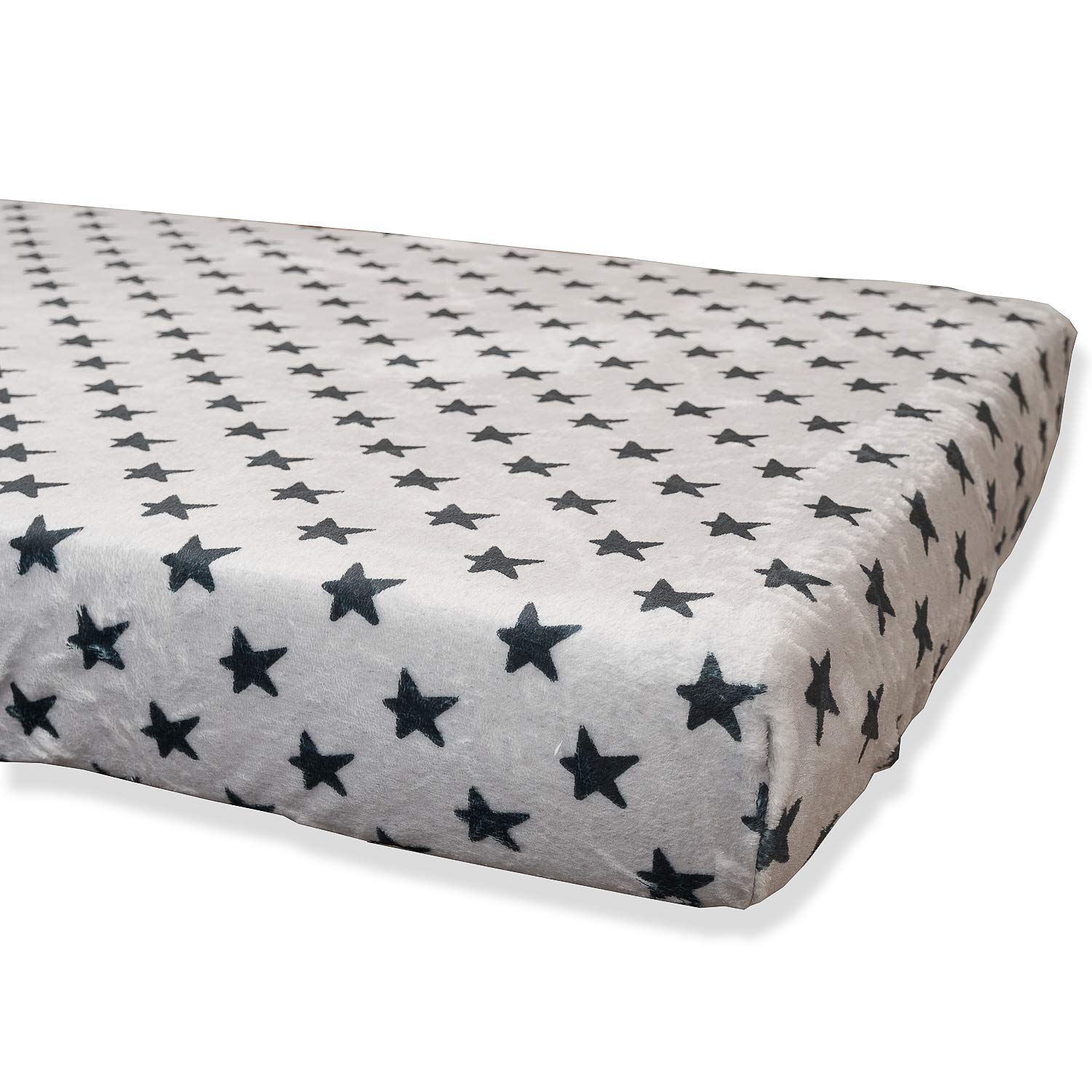 Babyline BACOESNE70 Coralina Winter Fitted Sheet, Super Soft, Breathable and Hypoallergenic, Rubberised, Adjustable Corners (Black Stars, Cot 70 x 140 cm), Unisex