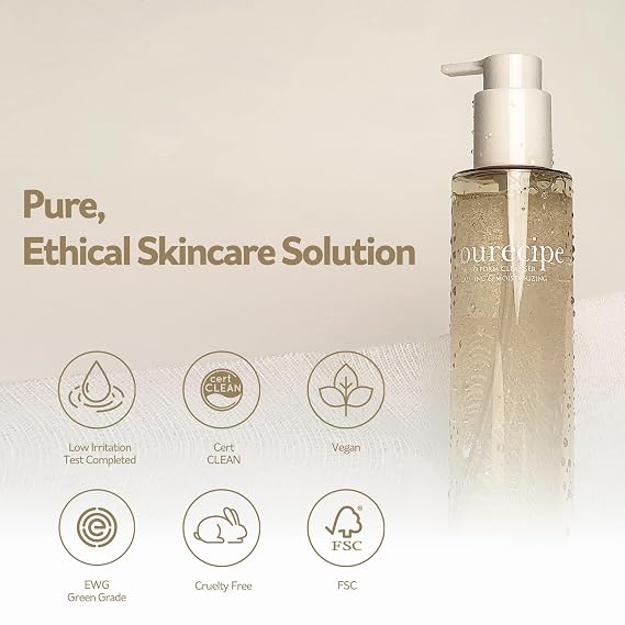 PESTLO Ourecipe Oil to Foam Cleanser Vegan, Hypoallergenic, Gentle Makeup Remover, Deep Cleansing, Non-Sticky for All Skin Type including Sensitive, Dry and Acne-Prone Skin, 6.76 fl oz (200ml)