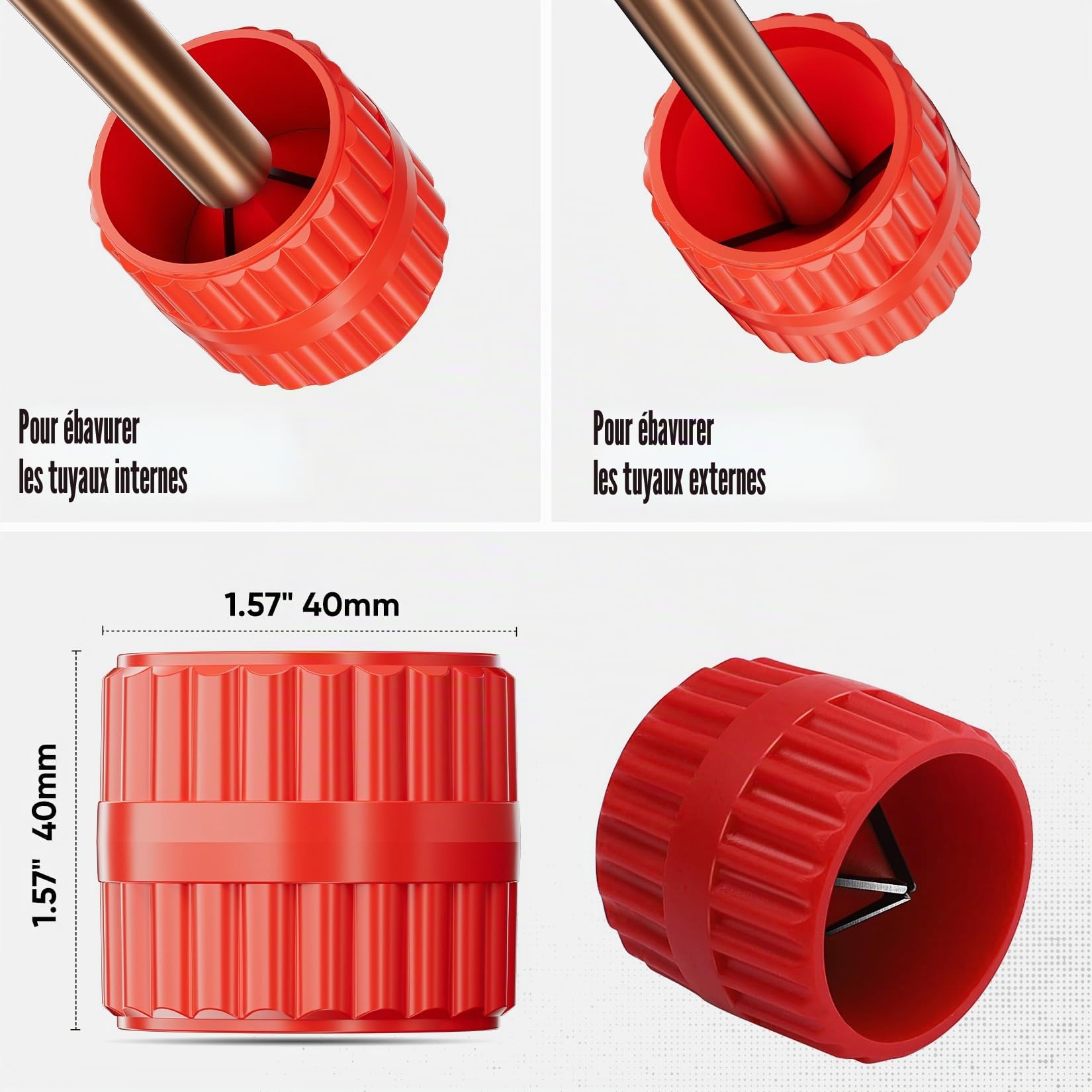 SHALL Lot de 4 coupe-tubes robustes Ø 6-50 mm, mini cutter Ø 3-22 mm, avec 2 outils d'ébavurage, convient pour PVC/aluminium/cuivre