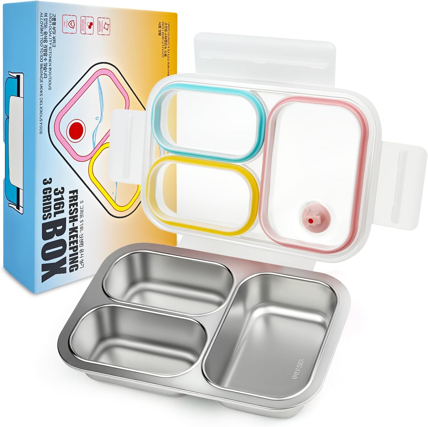 Premium 25oz SUS316L Stainless Steel Lunch Box Bento Box - Reusable Metal Snack Containers with Lids for Kids & Adults - Daycare/School/Work/Travel - Superior Corrosion-resistant (Beige)