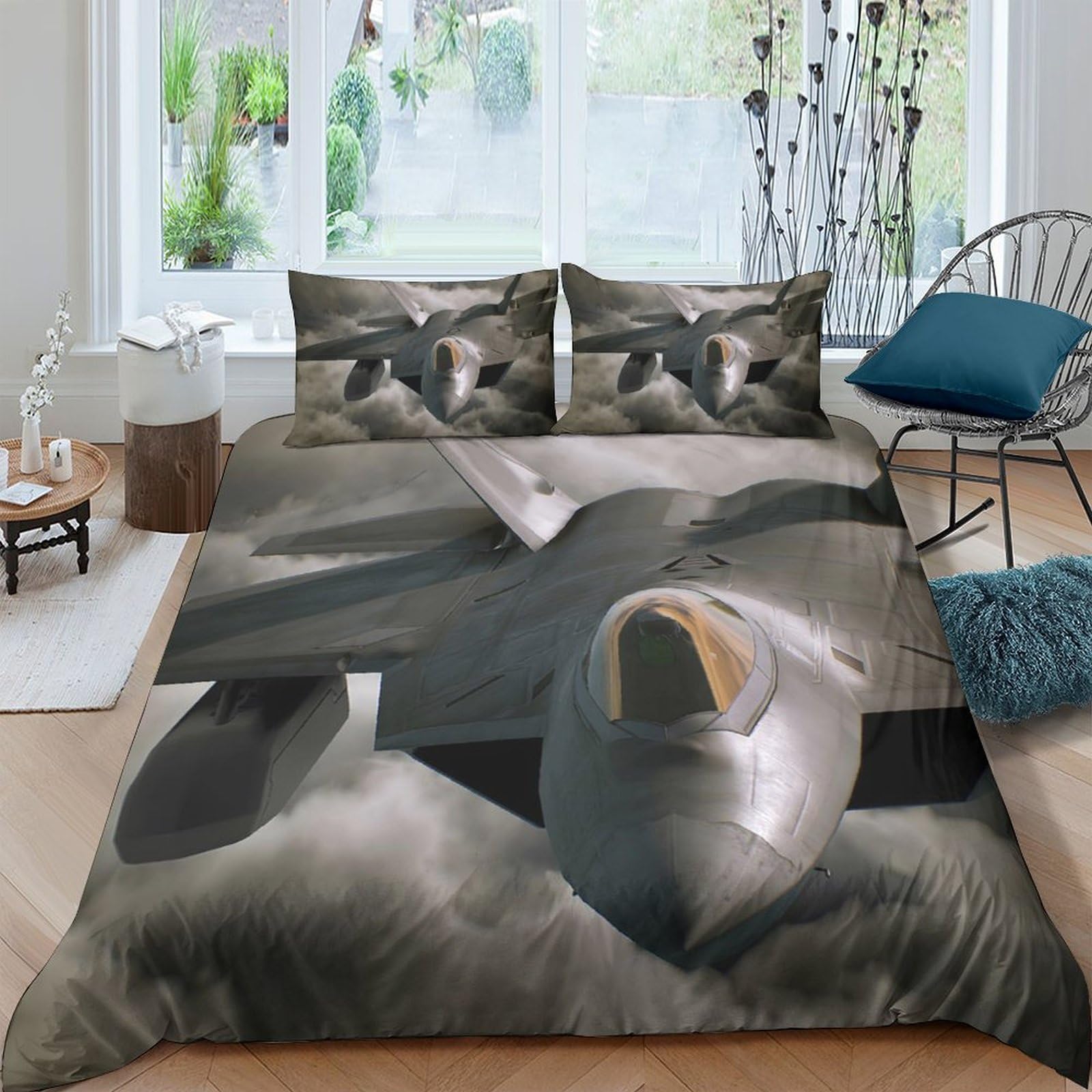 GPLZQXKJNH 3D Printed Shark Ocean Duvet Cover Microfiber Soft Breathable Marine Animal Quilt Cover Set with 2 Pillowcases for Bedroom Decor, Single（135x200cm）