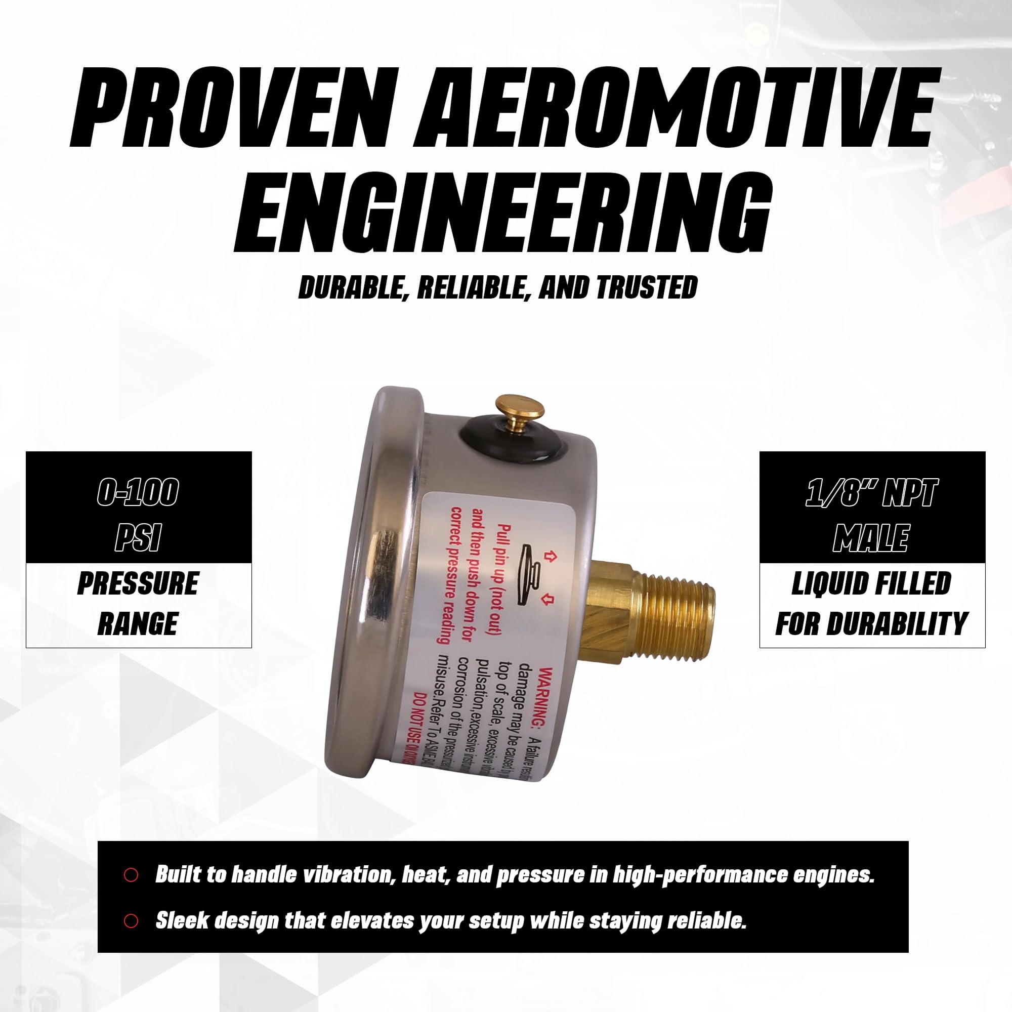 Aeromotive 15633 Fuel Pressure Gauge - 1.5in 0-100psi