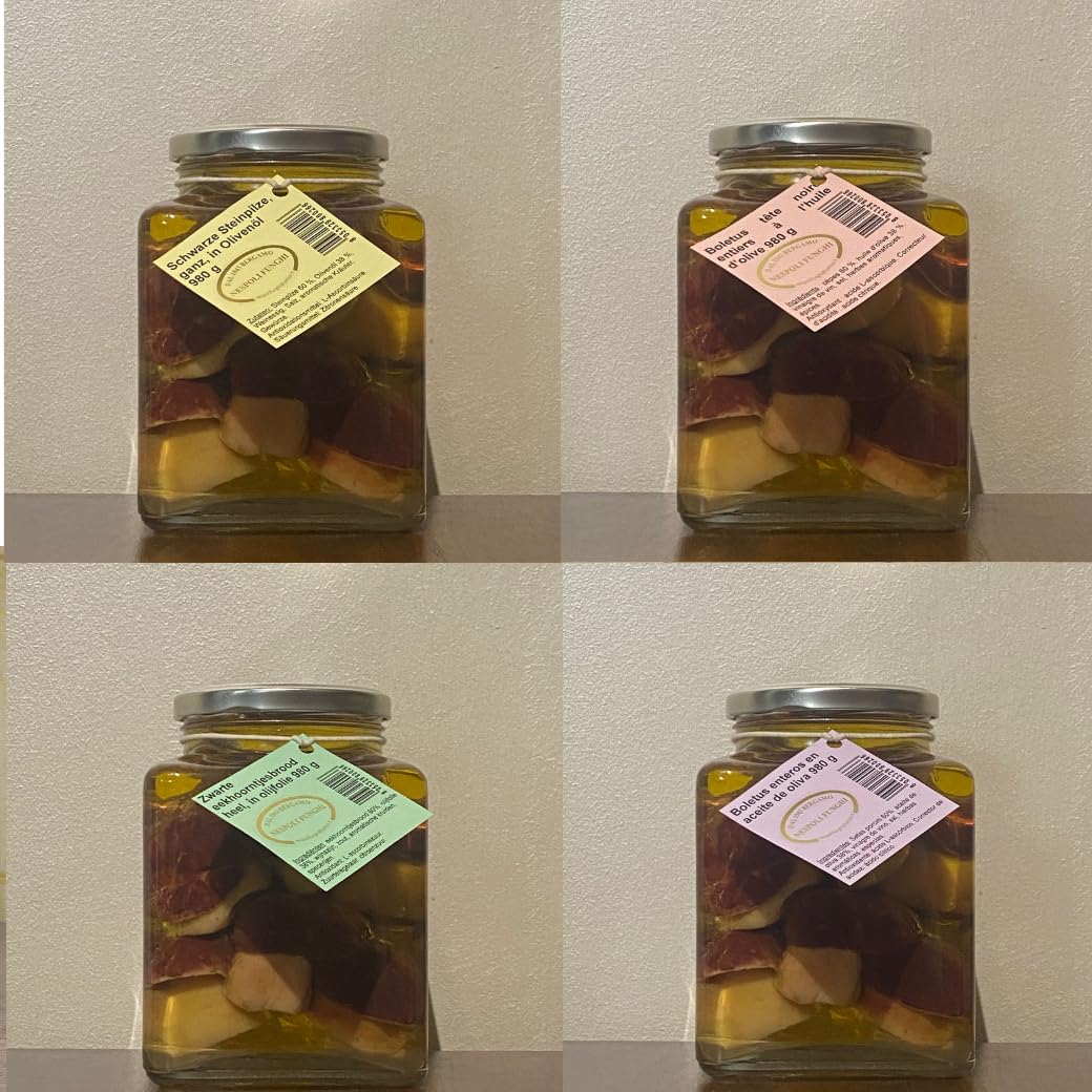 Ganze Steinpilze „Testa Nera“ in Olivenöl – 980 g – Italienische Feinkost im Glas – Nespoli Funghi