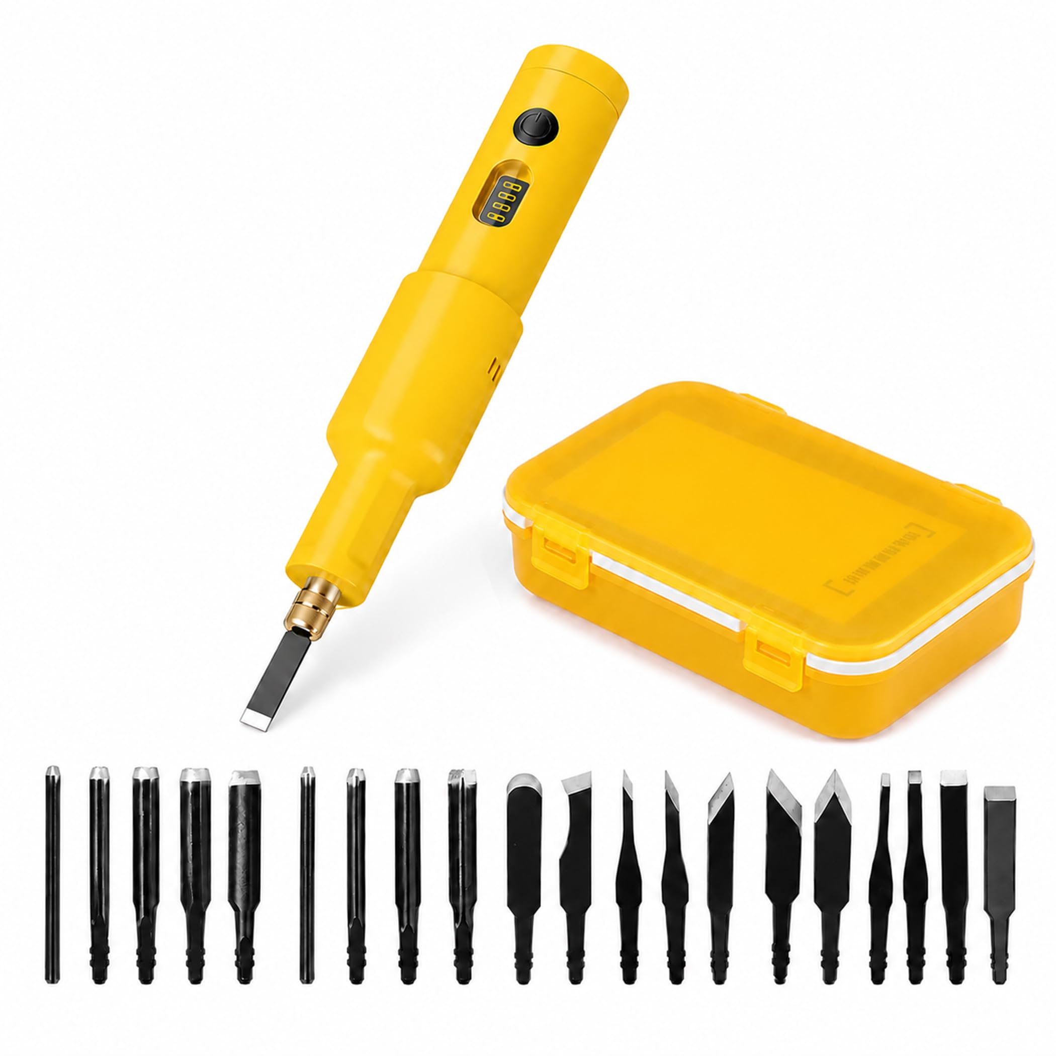 All-in-One Electric Carving Tool Set with 20 Pcs Replaceable Blades (Yellow)