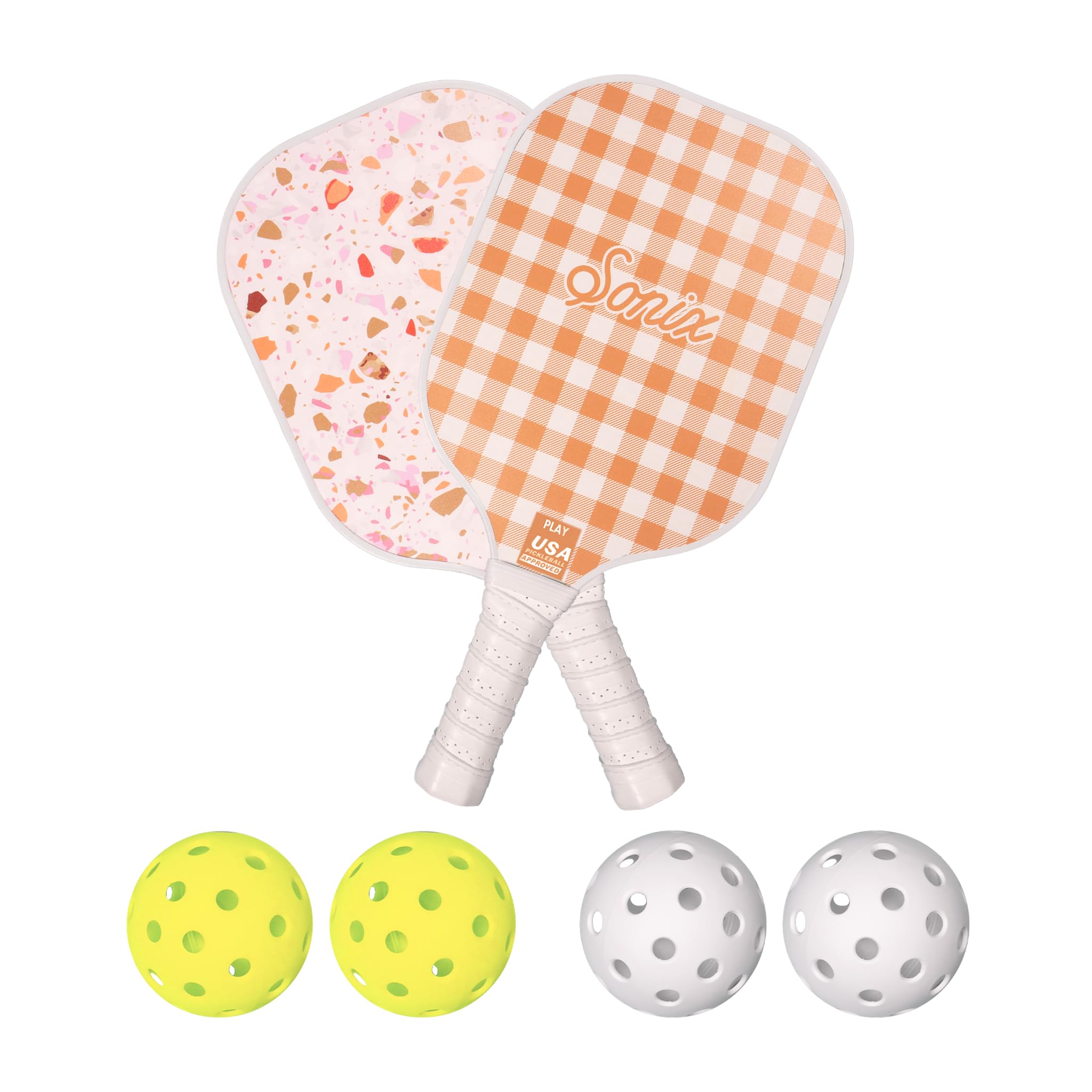 Sonix Pickleball-Paddel mit 2 Schlägern, 4 Bällen und Tasche mit Fiberglas-Oberfläche, USAPA-genehmigt