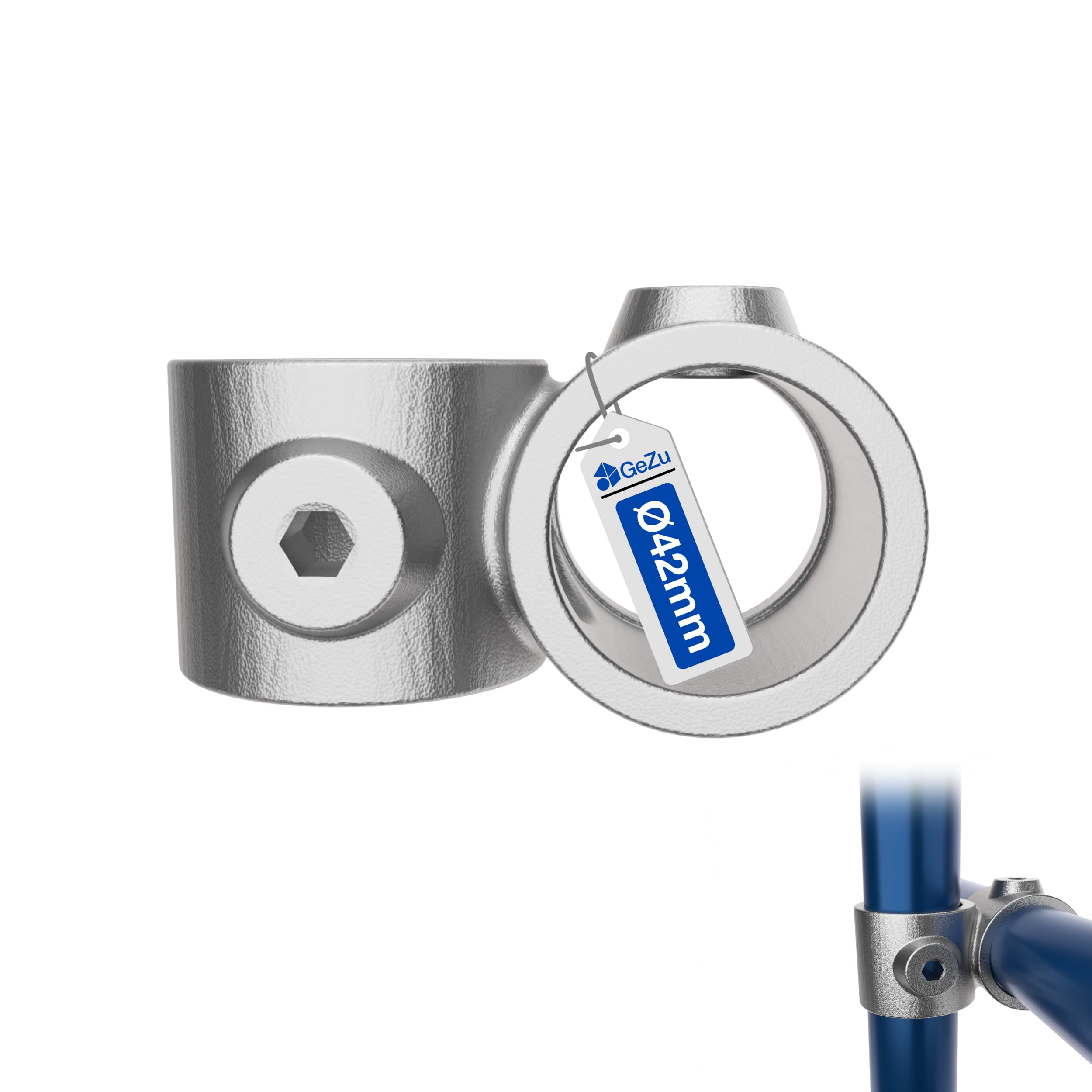 Gezu Impex Galvanised Offset 90° Crossover Clamp Ø 42 Mm Hot Dip Silver Tube Clamp Crossover Joint 90° Key Clamp Fitting