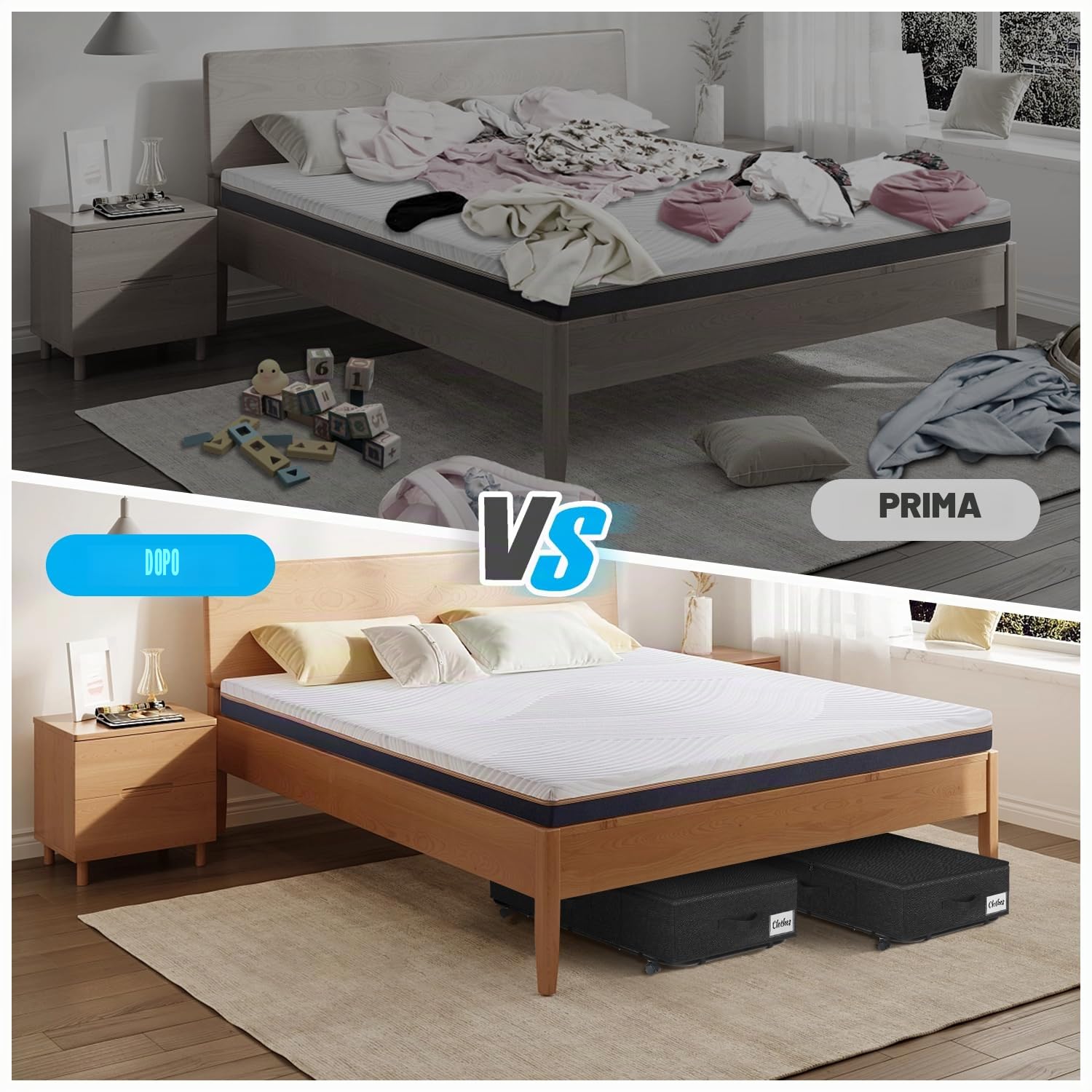 Contenitori portaoggetti da 50 l XL, robusti, con ruote, confezione da 2 contenitori arrotolabili sotto il letto, cassetti con supporto inferiore in metallo, contenitori per camera da letto con