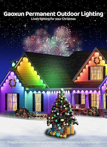 Miniatura 2 de Gaoxun Luces permanentes para exteriores de 200 pies, luces LED inteligentes de Navidad RGBW con 72 LED, control por aplicacióncontrol remoto,