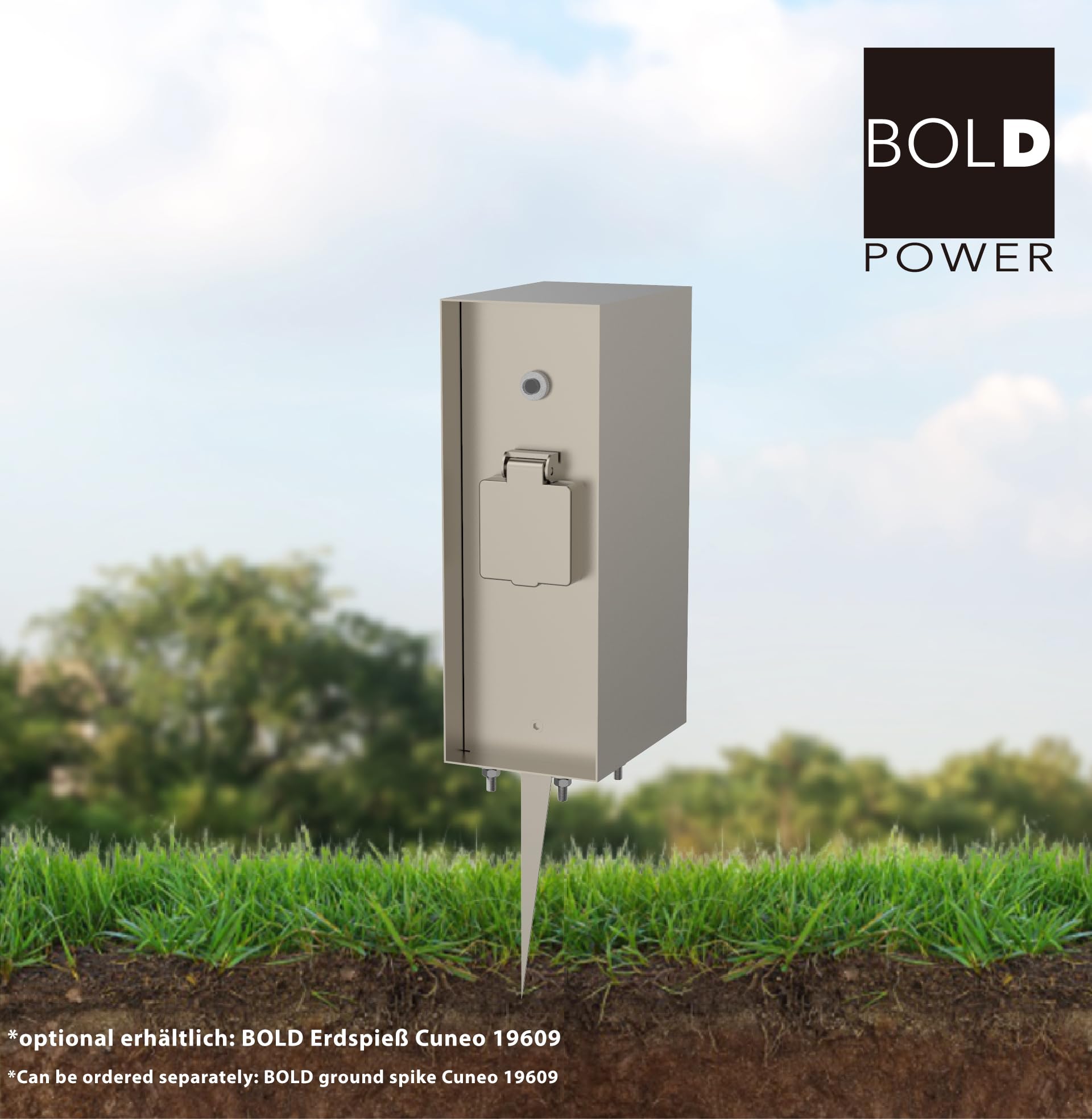 BOLD 19547 Abano outdoor socket garden (socket column) with 3 sockets in anthracite (IP44 outdoor energy column, 3680 Watt, angular, easy assembly, plastic-free packaging