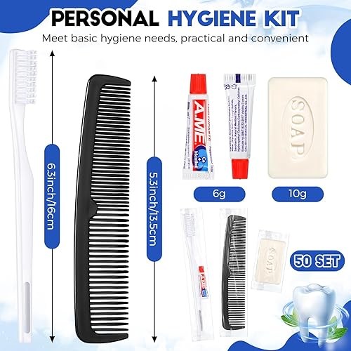 Miniatura 2 de 50 kits básicos de aseo personal, paquete de cuidado para personas sin hogar, kit de higiene personal, incluye jabón de viaje, cepillos de dientes