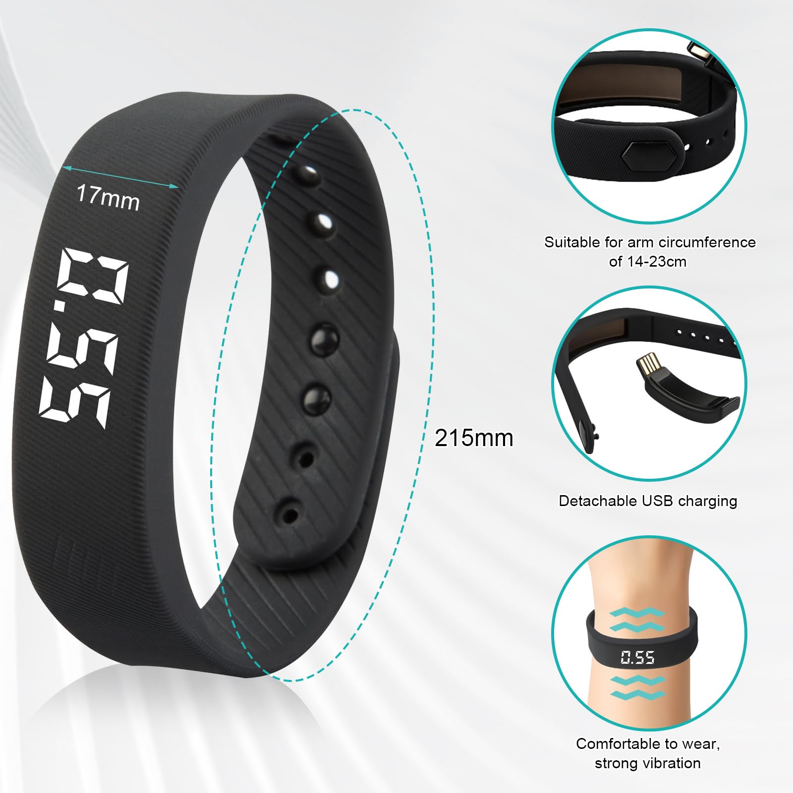 Amazon.de: AOUZOVLI Vibrationswecker Armband Pro Sleep Vibrations Wecker  Schwarz, Vibrationsarmband Wecker Armband Vibration Verstellbarem Tragbarer  Silent Vibrating fr Mnner Frauen