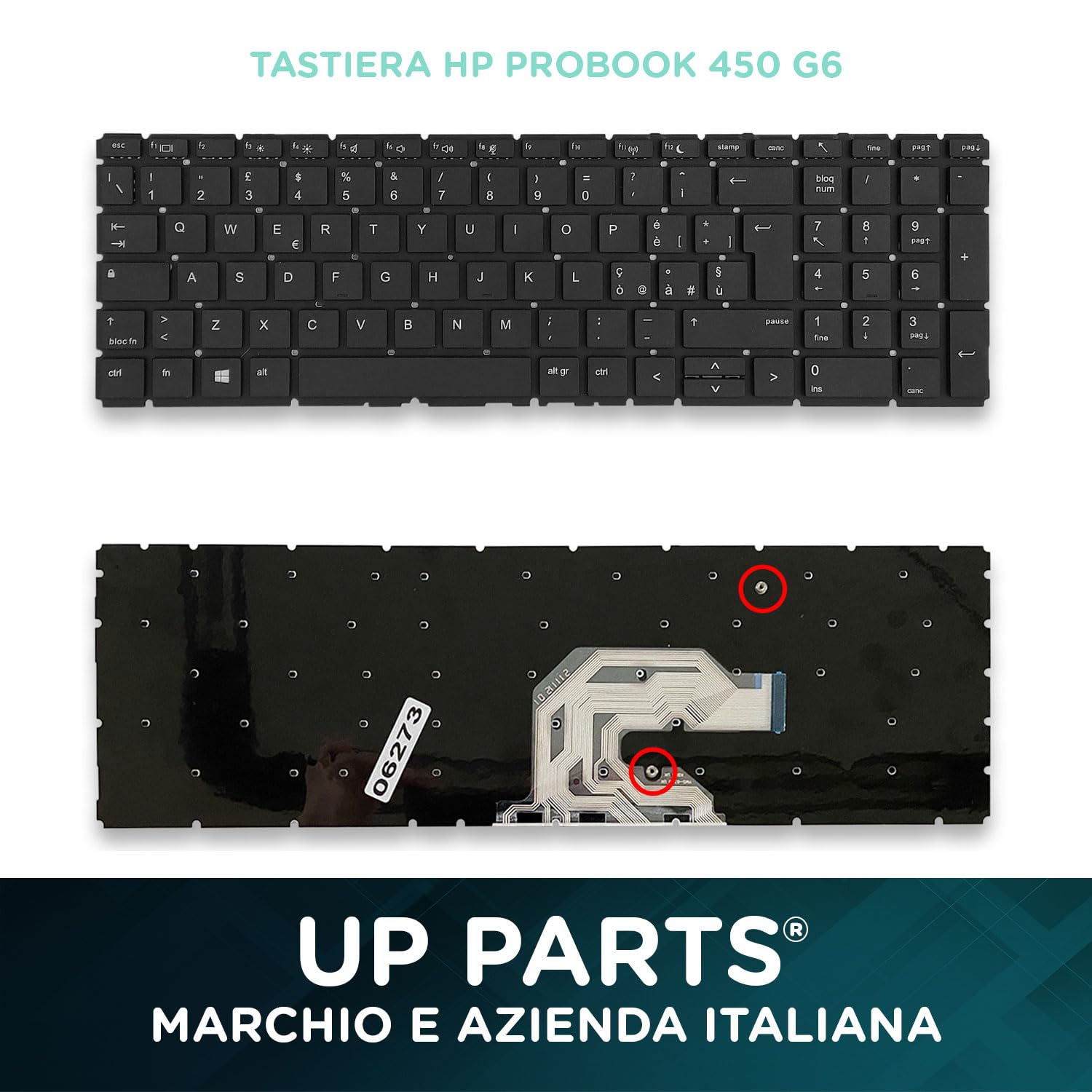 Ricambio tastiera per HP ProBook 450 G6, 450 G7, 455 G6, 455 G7, 455R G6, 455R G7 - Senza retroilluminazione - Layout italiano - Azienda italiana-335 x 106 mm