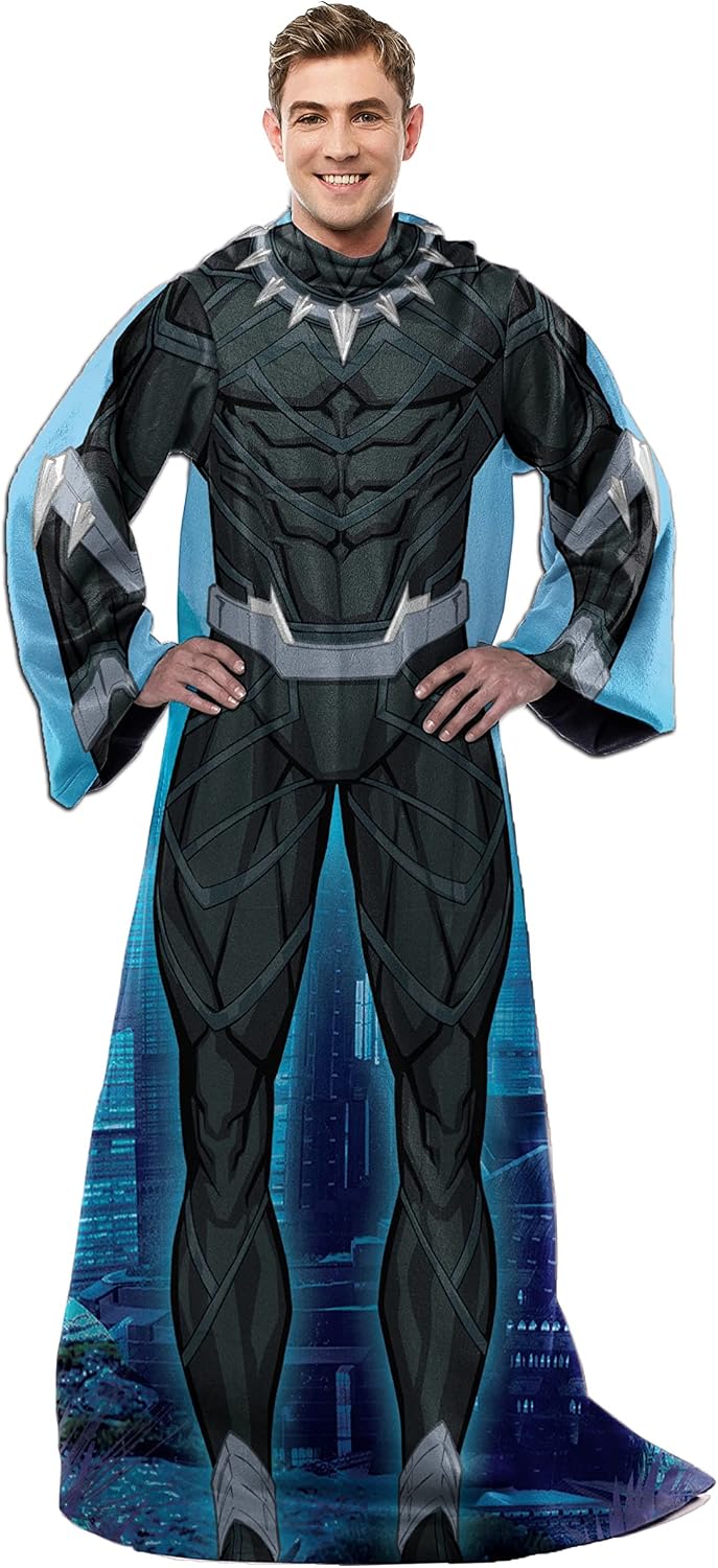 Northwest Black Panther Adult Silk Touch Comfy Throw Blanket with Sleeves, 48" x 71"