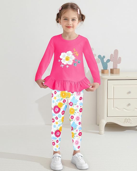 CARETOO Girls' clothing sets Fall Long Sleeve Top Pants Set Size 2-10