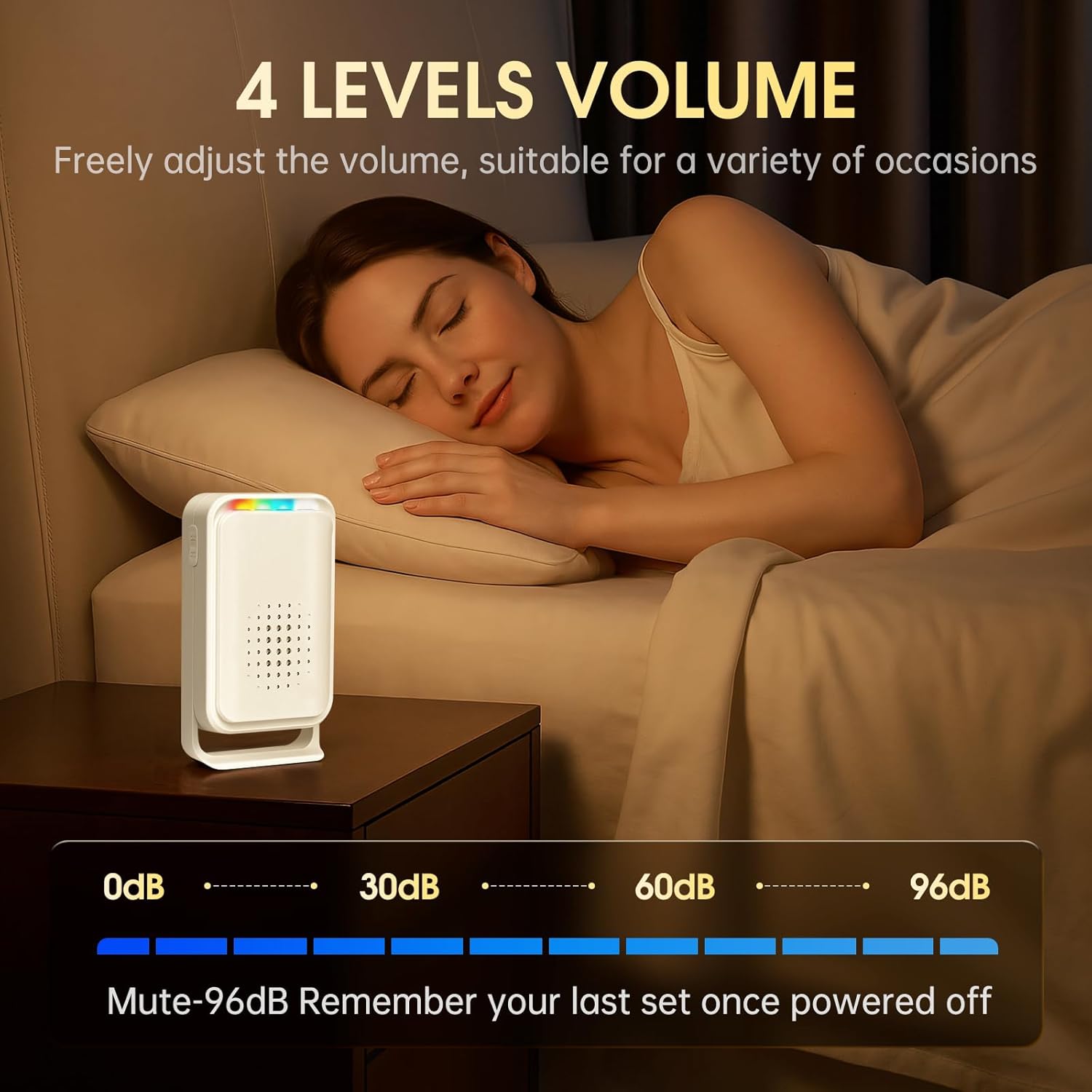Wireless Motion Sensor Bed Alarm for Elderly - Fall Prevention System for Dementia Patients & Seniors - Caregiver Pager with 5 Volume Levels for Home Safety (1 Caregiver Pager+1 Sensor)