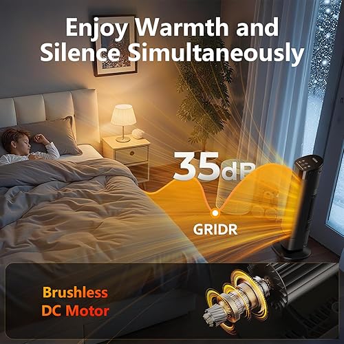 Miniatura 6 de 1500W Space Heater, Portable Electric Heaters for Indoor Use with Thermostat and Remote, 3 Modes, 35dB Quiet, 12H Timer, PTC Ceramic Fast Safty