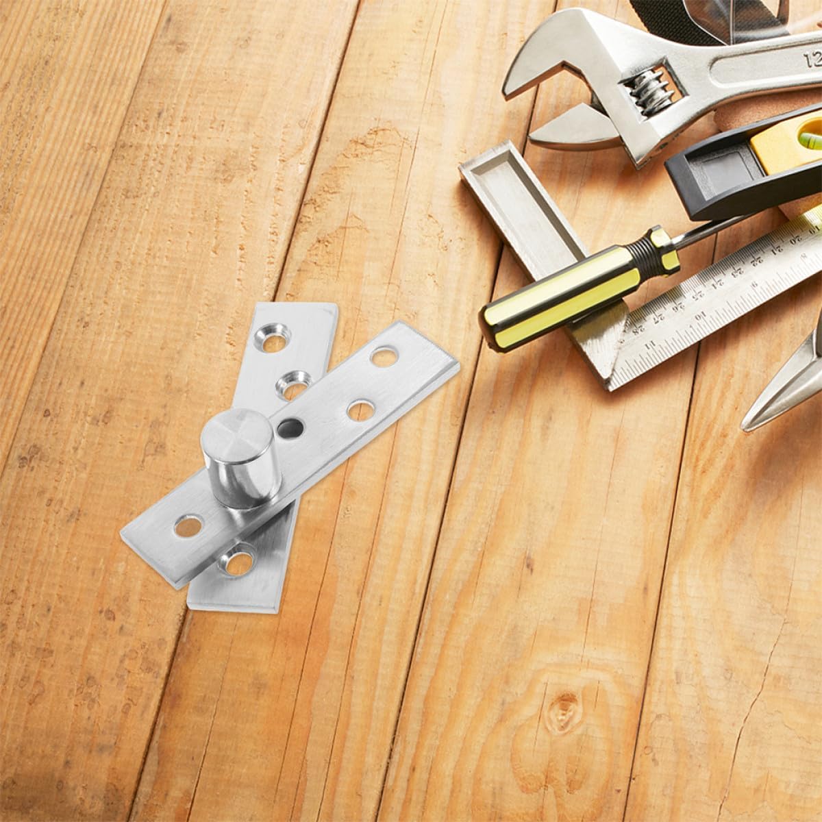 Brushed Silver Medium Offset Hidden Concealed Hardware 2 Pairs Rotating Pivot Door Hinge Suitable for Wood Doors