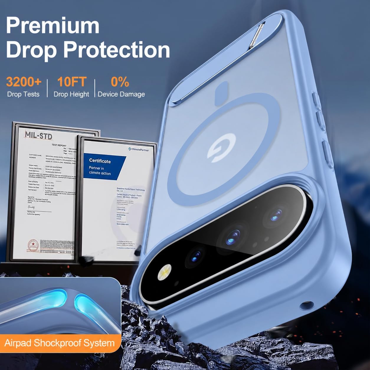 Magnetic for Google 11/11 Pro Case, Light Blue | [Built-in Kickstand] [Compatible with MagSafe][Anti-Fingerprint] Shockproof & Dropproof, Slim Translucent Matte Phone Case thumbnail