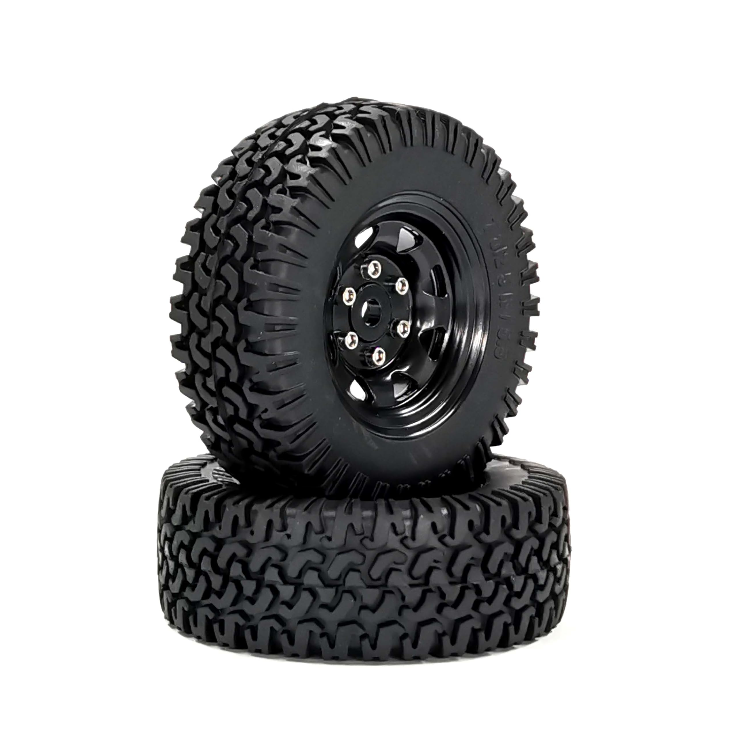 KEEDA Neumáticos RC de 1,55 pulgadas y llantas de aleación Beadlock para 1:10 RC Crawler Auto Tamiya CC01 CC02 LC70 MST JIMNY AX90069 D90 (A Negro), K-1.55 TYRESET