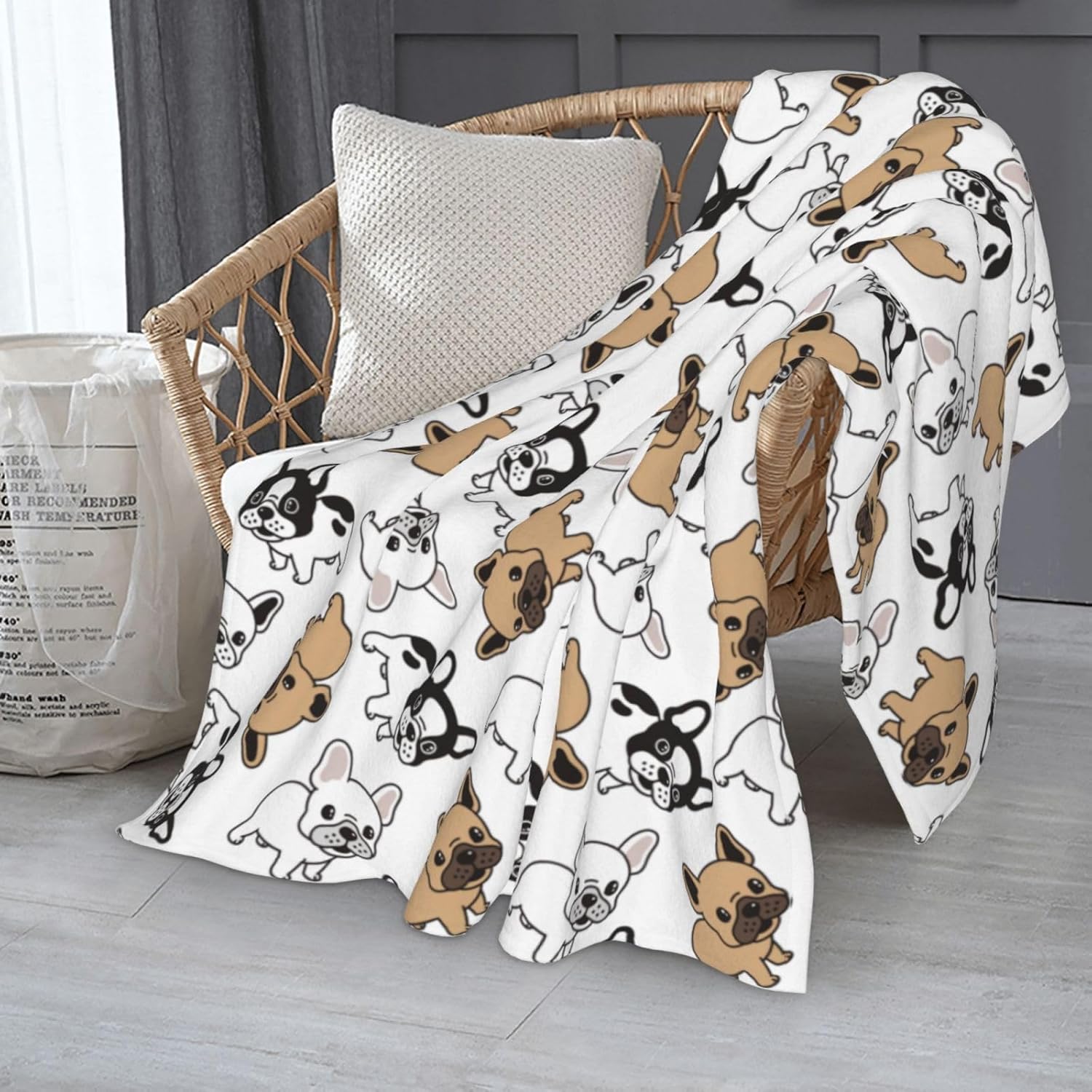 French Bulldog Flannel Throw Blanket 60x50 Inches - All Season Ultra Soft Warm Cozy Microfiber Thermal Lightweight Puppy Dog Fleece Blanket for Men, Women, Sofa, Bed, Couch, Office, Travel - Image 9