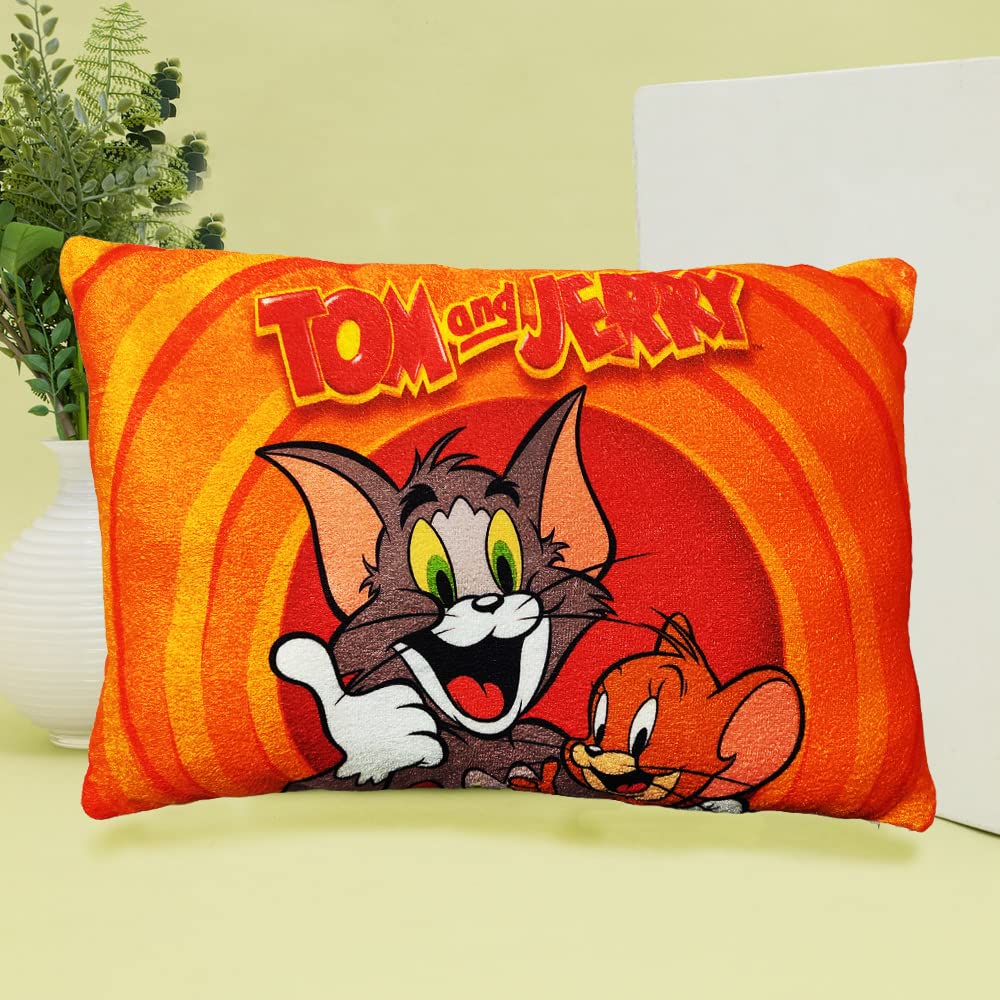 JUZZII Velvet Printed Cartoon TJ Characters Cushion Decorative Throw Pillow for Sofa, Home, car, Decorative Square Cushion Gift for Boys Girls Kids Friends and Home Decorative (Size 12x16 Inch)