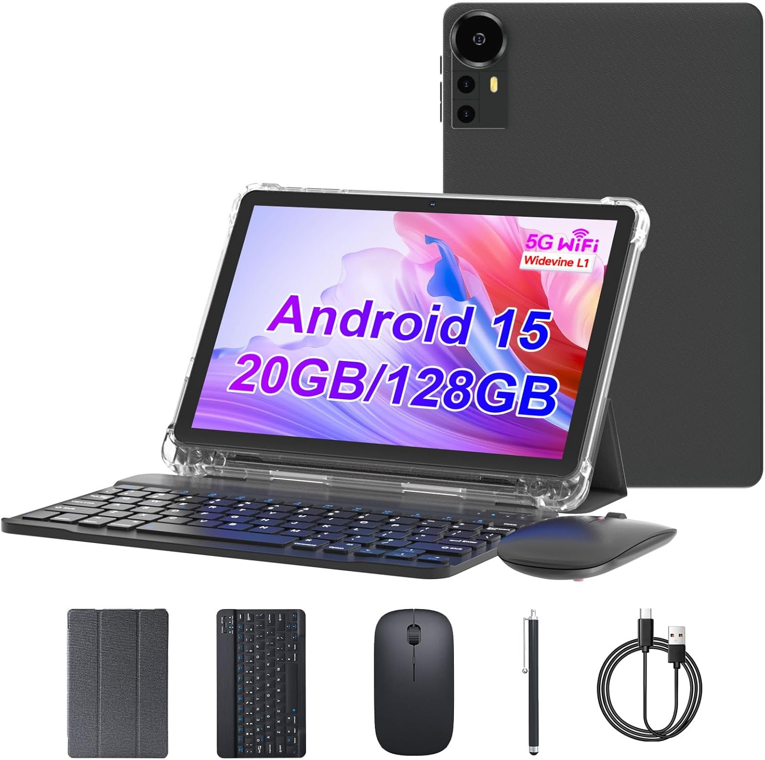 DIGITHINK Tablet PC 10 inch Android 15.0, Android Tablets, DDR4 4GB RAM+16GB Extend 20GB ROM 2MP+8MP Dual Camera, 2.4G+5G WiFi, Bluetooth 1TB Expand 10 in IPS Tab (Pink)