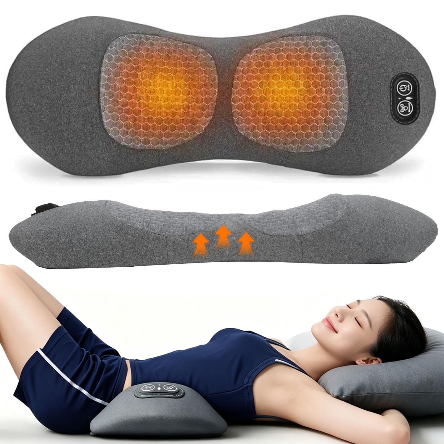 3In1 RüCkenmassagegeräT, Rücken Massage Gerät Mit Traction Vibration WäRme | Ergonomische RüCkenstüTze Intelligentes Back Massager, RüCkenmassagegeräT für Nacken, Schultern Und RüCken