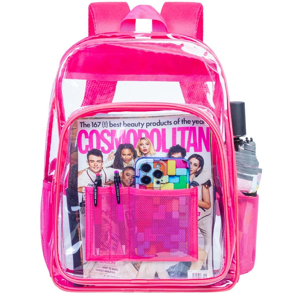 AGSDON Clear Backpack, Heavy Duty Transparent Bookbag, See Through PVC Backpacks for Women Men