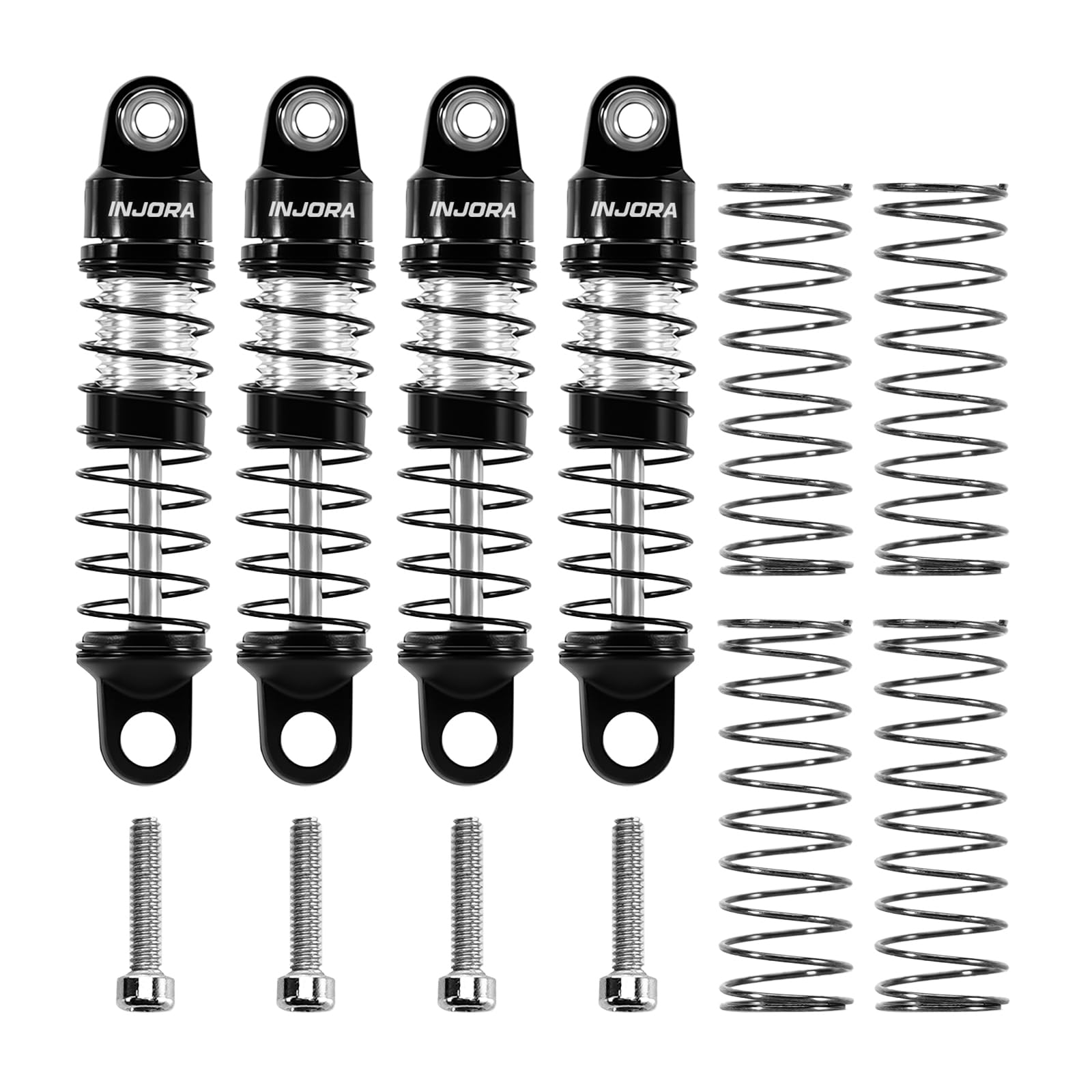 INJORA Aluminum 26mm Oil Shocks for 1/30 Axial SCX30, Black Silver - Image 3